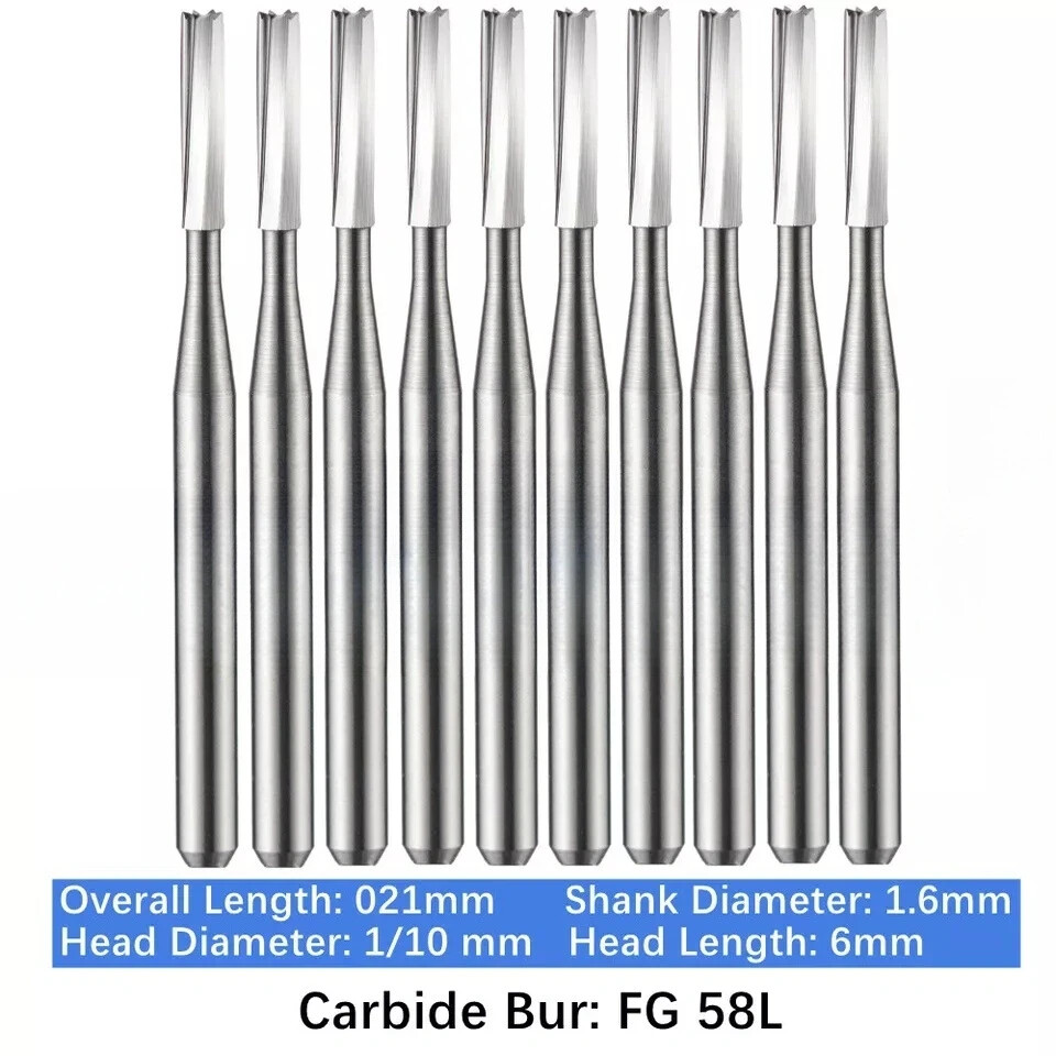 Dental Tungsten Carbide Burs FG Long Shank Friction Grip for High Speed 21mm