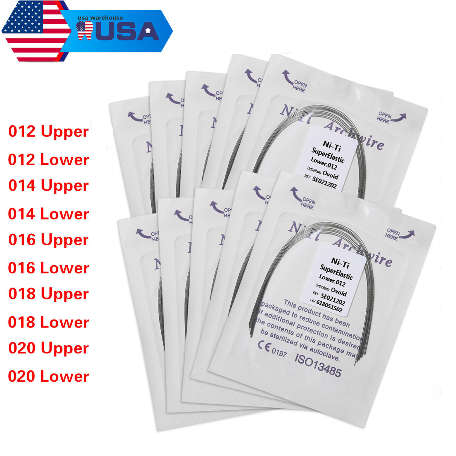 10pc/pack DENTAL Orthodontic Super Elastic Niti Arch Wire Round Ovoid Form ns