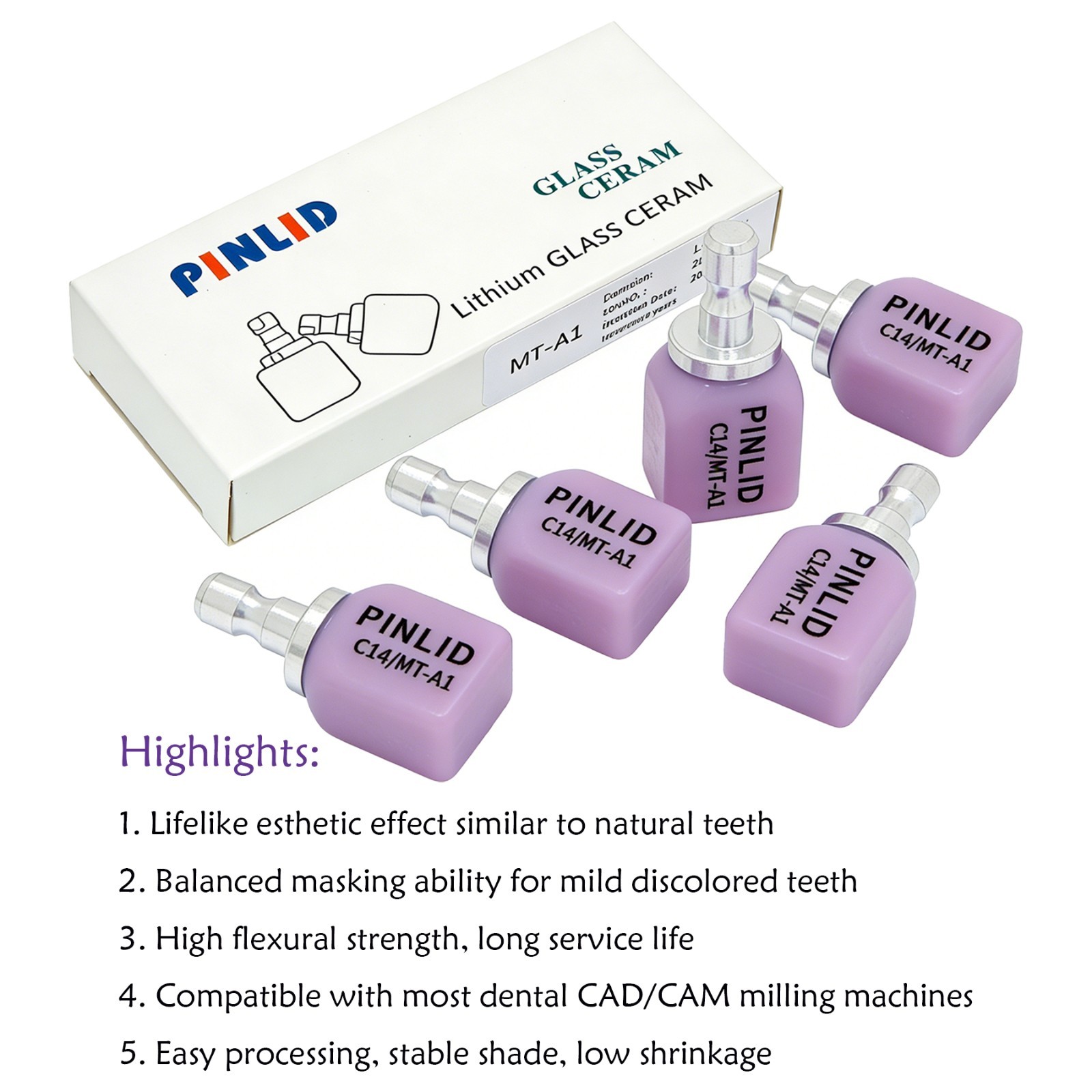 US C14 Dental Emax Glass Ceramic Blocks Lithium Disilicate CAD/CAM CEREC Block