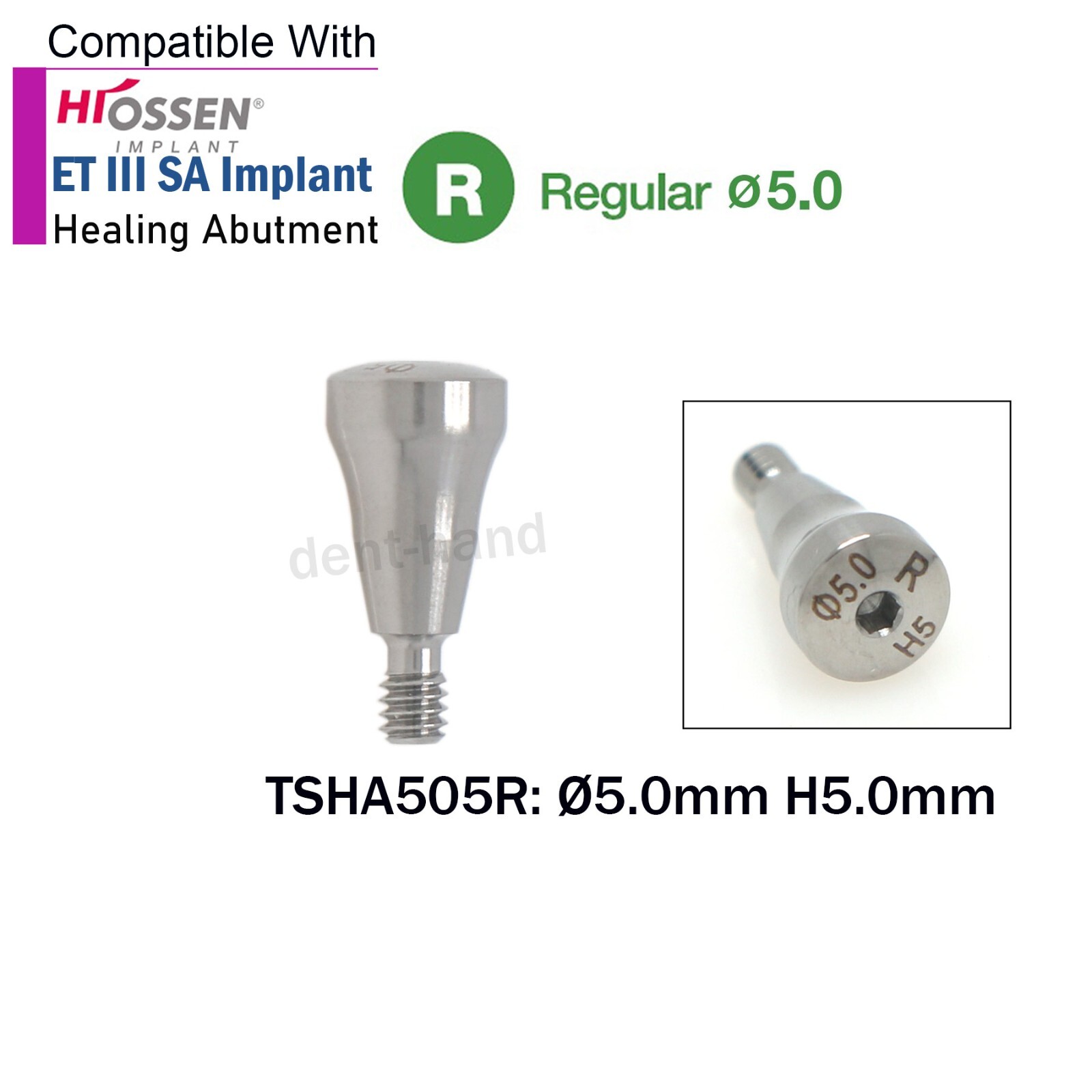 Dental Caps Healing Abutment Regular Platform Ø5.0 Dia Fit Oss Hiossen ET System