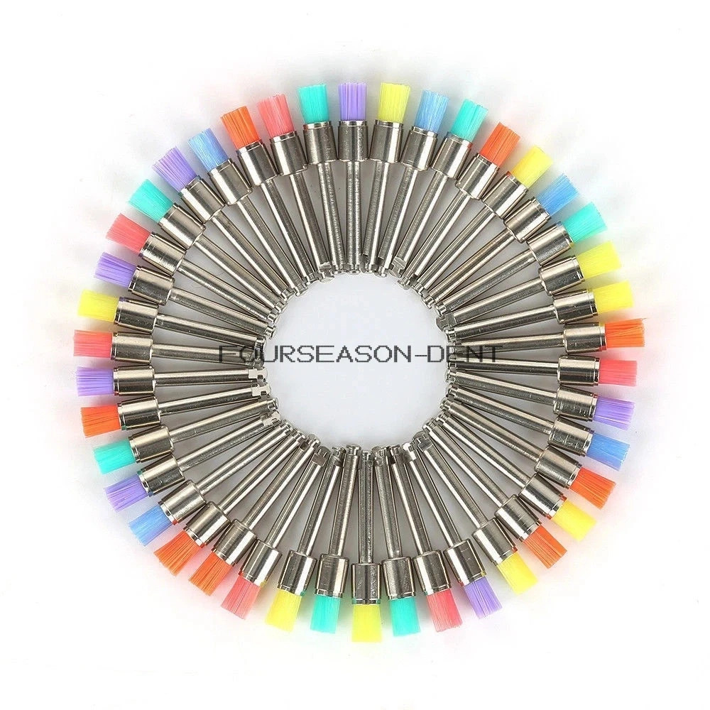 100Pcs/Box Dental Colorful Nylon Polishing Prophylaxis Brush RA Flat Latch Type