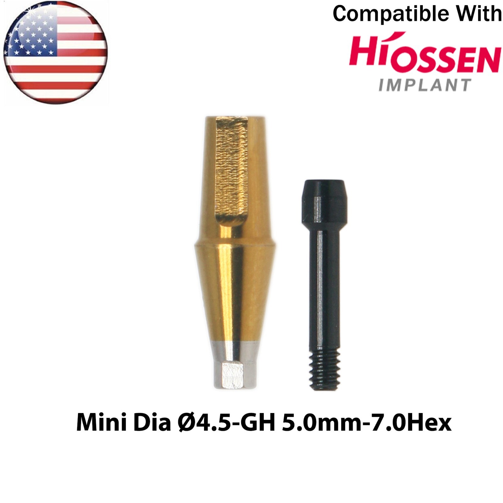 US Dental Straight Transfer Abutment Mini Ø4.5mm with Screws Fits Osstem Hiossen
