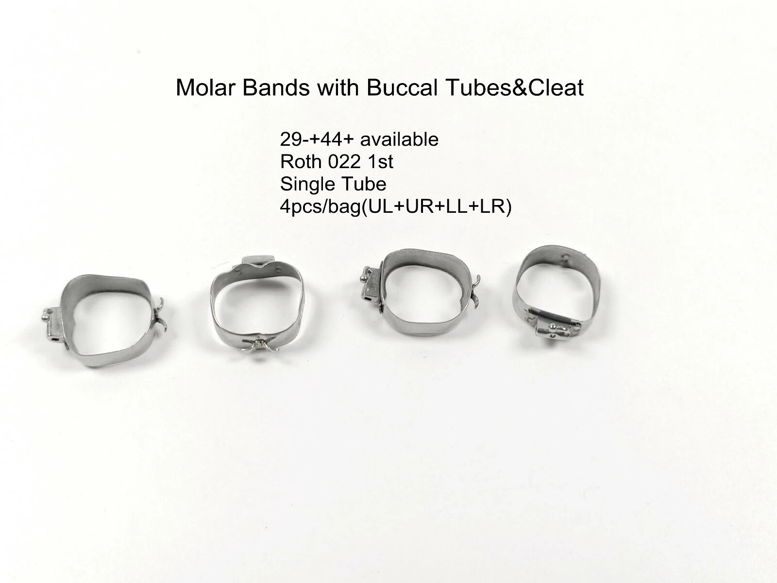 10 Packs Dental Plain Band Buccal Tube Lingual Cleats 1st Molar Bands Roth 022
