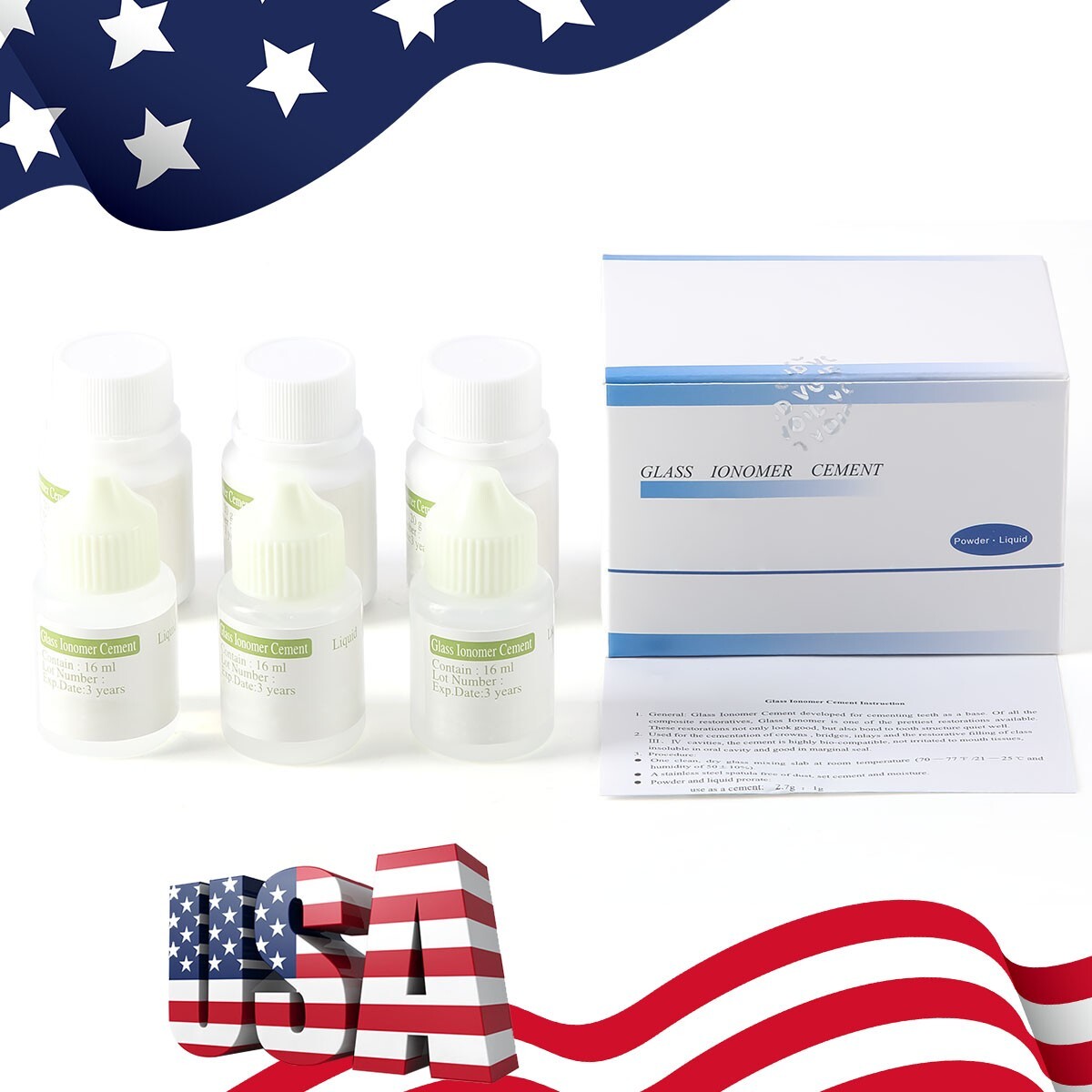 Kit de cemento de ionómero de vidrio dental resina para revestimiento y restaura
