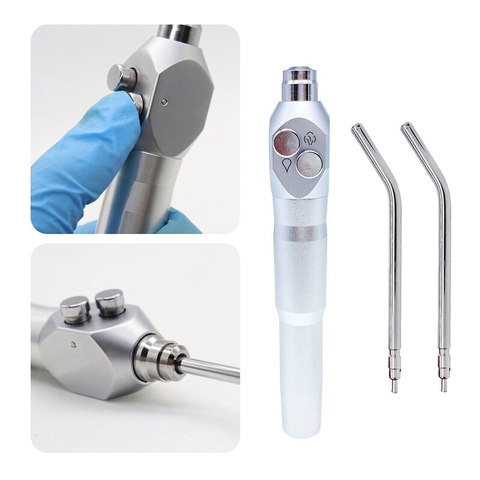 Dental Three Way Syringe Gun Straight Air Water with 2 Pcs Triple Nozzles Tips