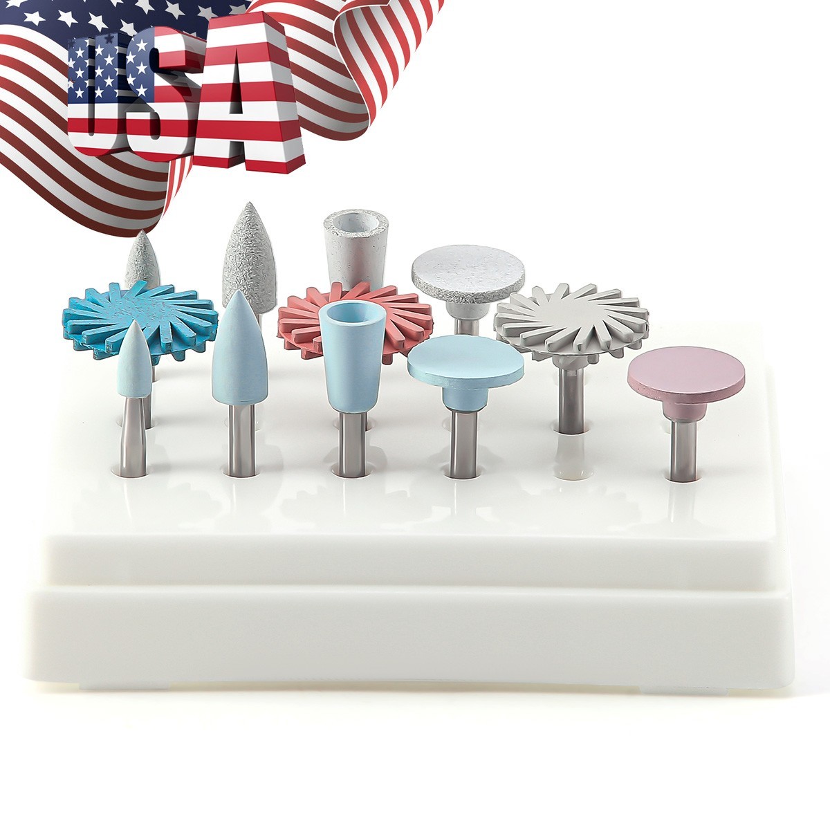 12pcs Dental Silicone Composite Polishing Wheel Kit RA Polisher AZDENT