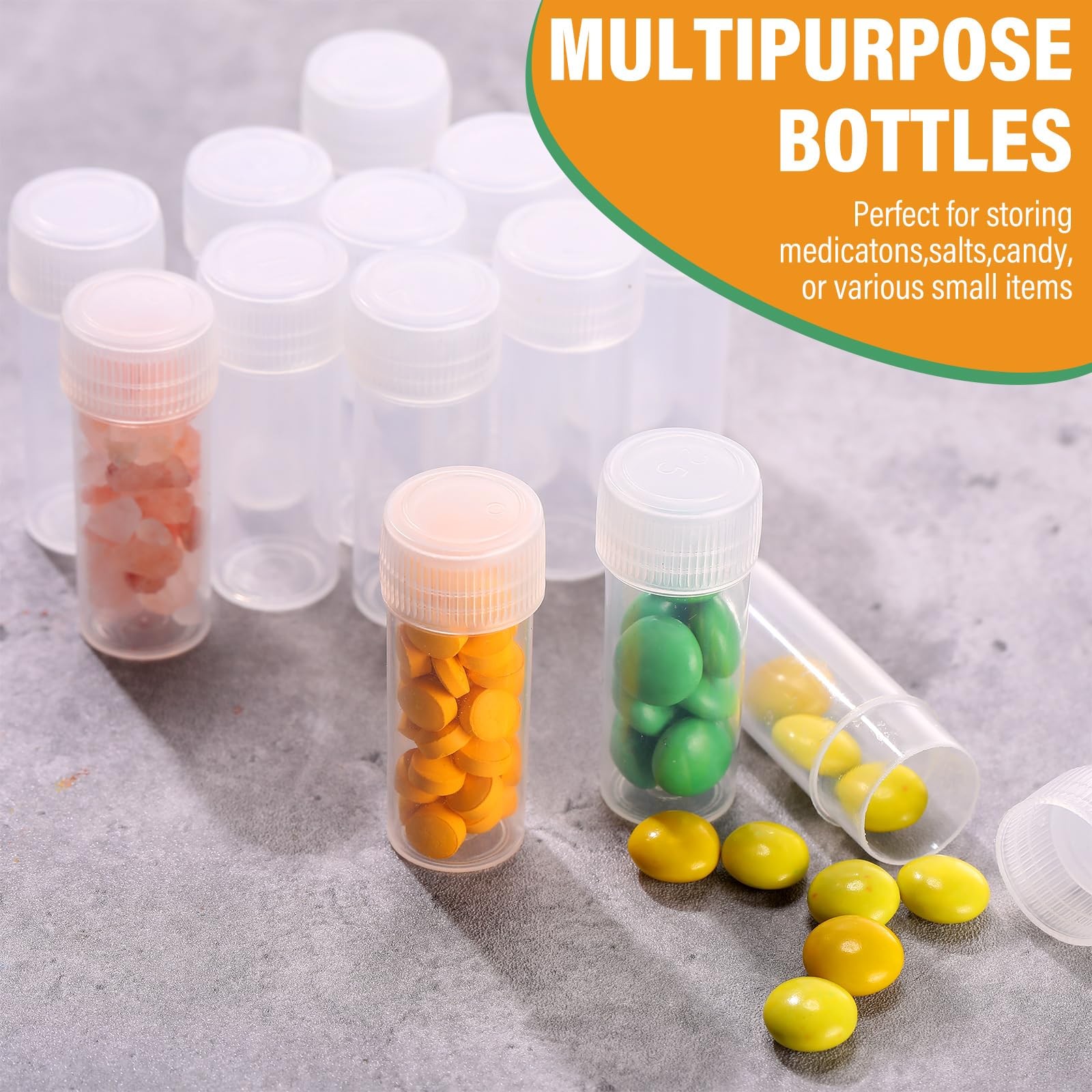 300 Pcs 5 ml Small Plastic Bottles Empty Pill Bottles Clear Vials with Caps S…