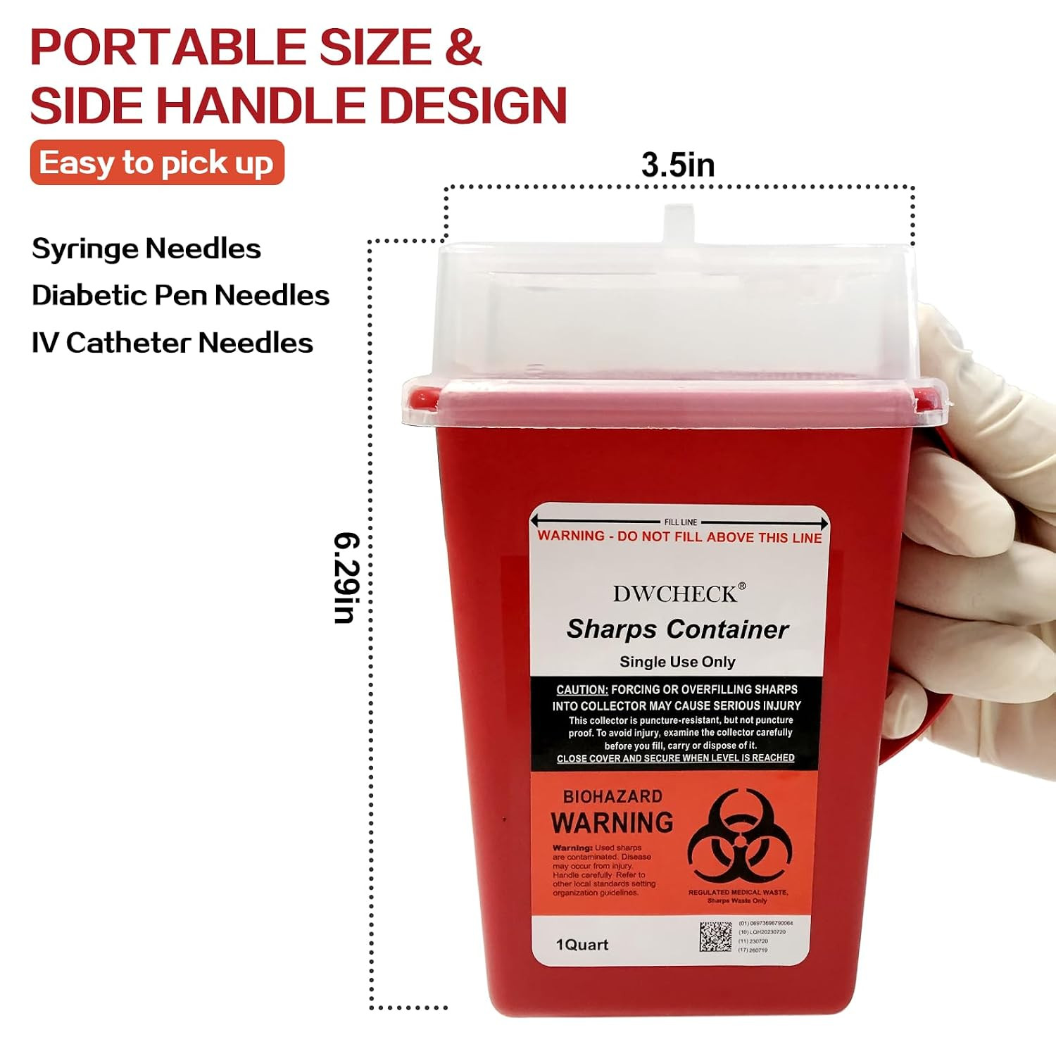 Sharps Container for Home Use 1 Quart, 5 Pack Professional Needle Disposal Conta