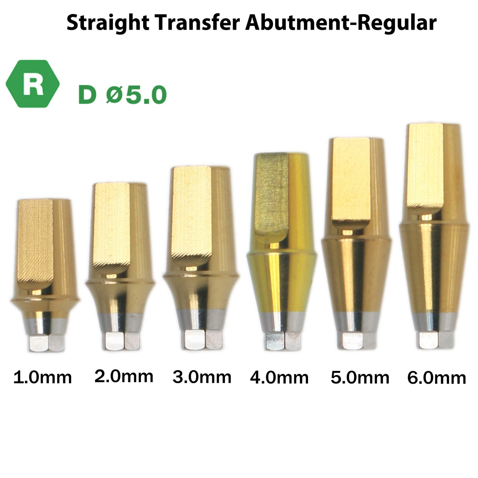 Dental Regular Straight Abutment with Screw fits Hiossen Osstem Ø4.5/5.0/6.0mm