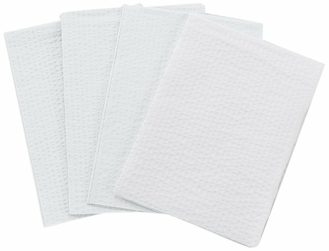Tidi 917461 Dental Patient Bibs 2+1 Ply Paper Poly 13″ X 18″ White 500/Cs