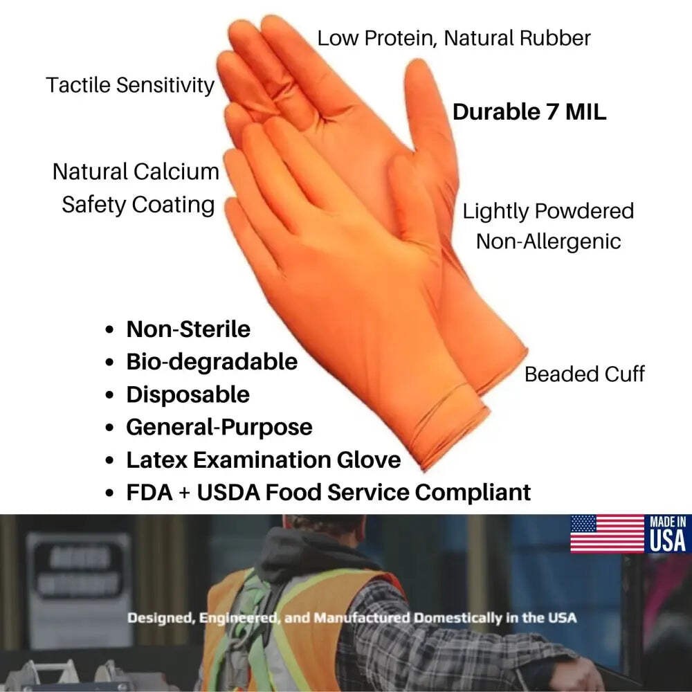MI Americas Latex Safety Glove Disposable Low Protein Natural Rubber Non-Allergy
