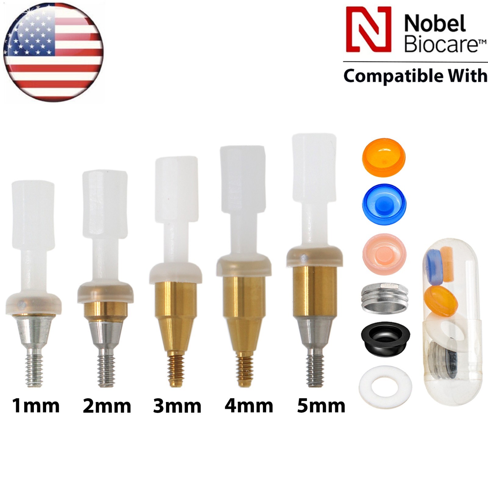 US Fit Nobel Biocare Locator Abutment NP/RP 1-5.0mm Overdenture Male Caps Insert