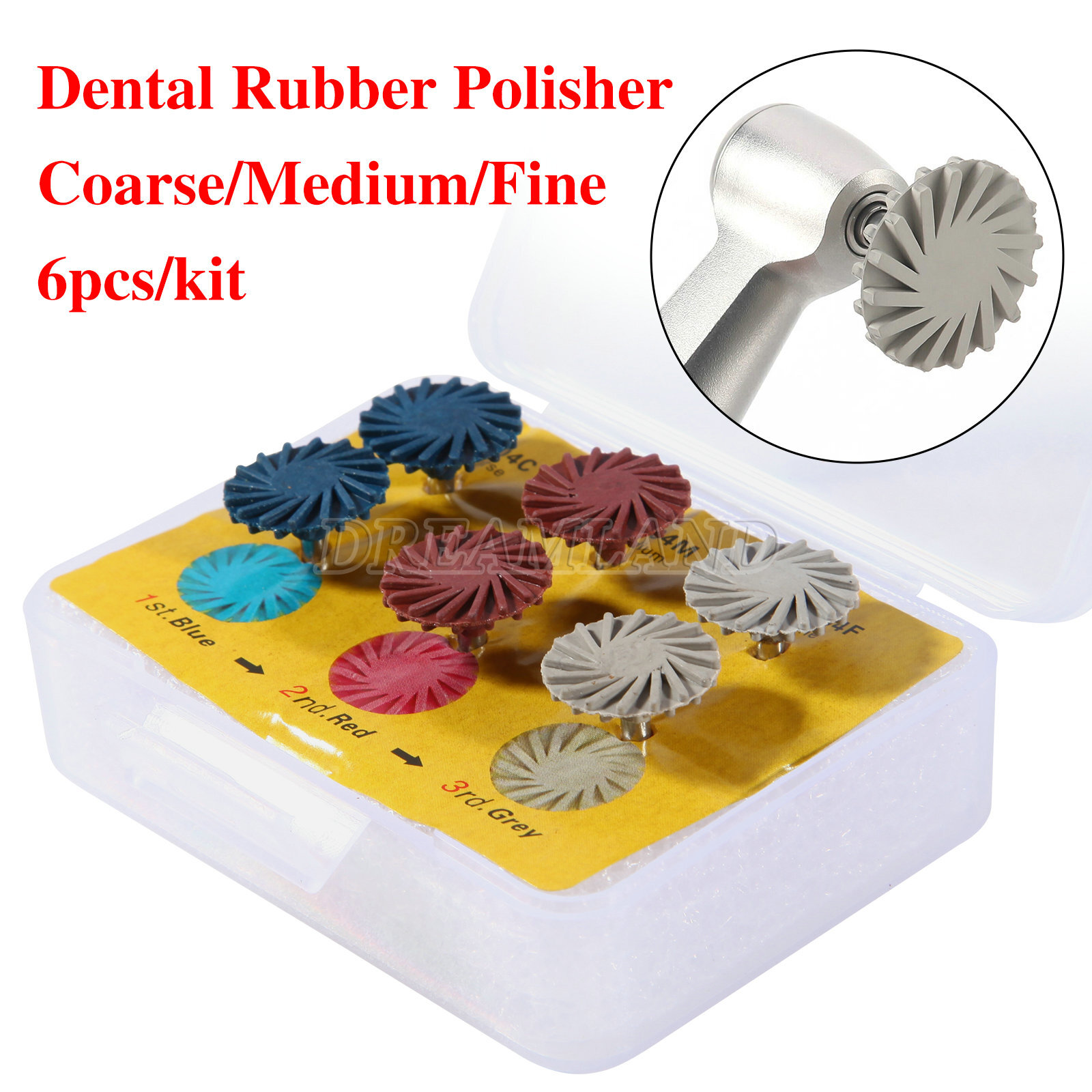 6pcs Dental Composite Polishing Diamond System RA Disc 14mm Wheel kit