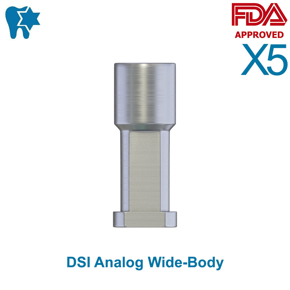 5x Dental Lab Wide Body Analog Standard Internal Hex Platform Fixture Lab 5.0mm