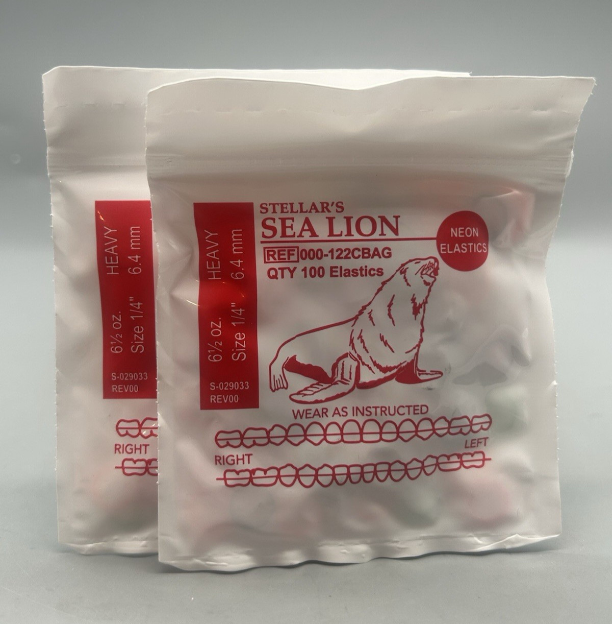 2 Stellar’s Sea Lion Neon American Orthodontics Dental Elastics Braces Bands