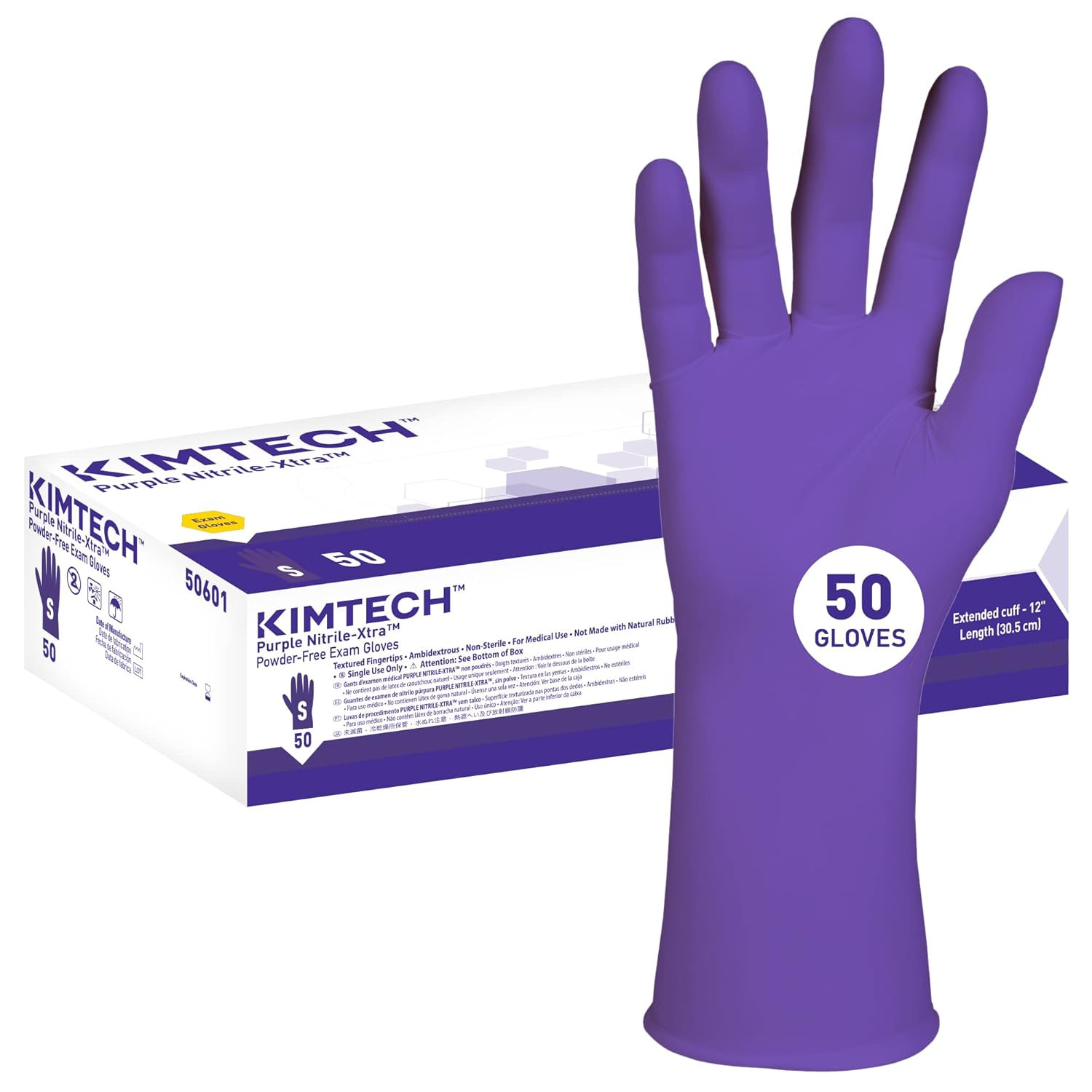 ™ Purple Nitrile-Xtra™ Exam Gloves (50601), 5.9 Mil, Ambidextrous, 12″, S (50 Gl