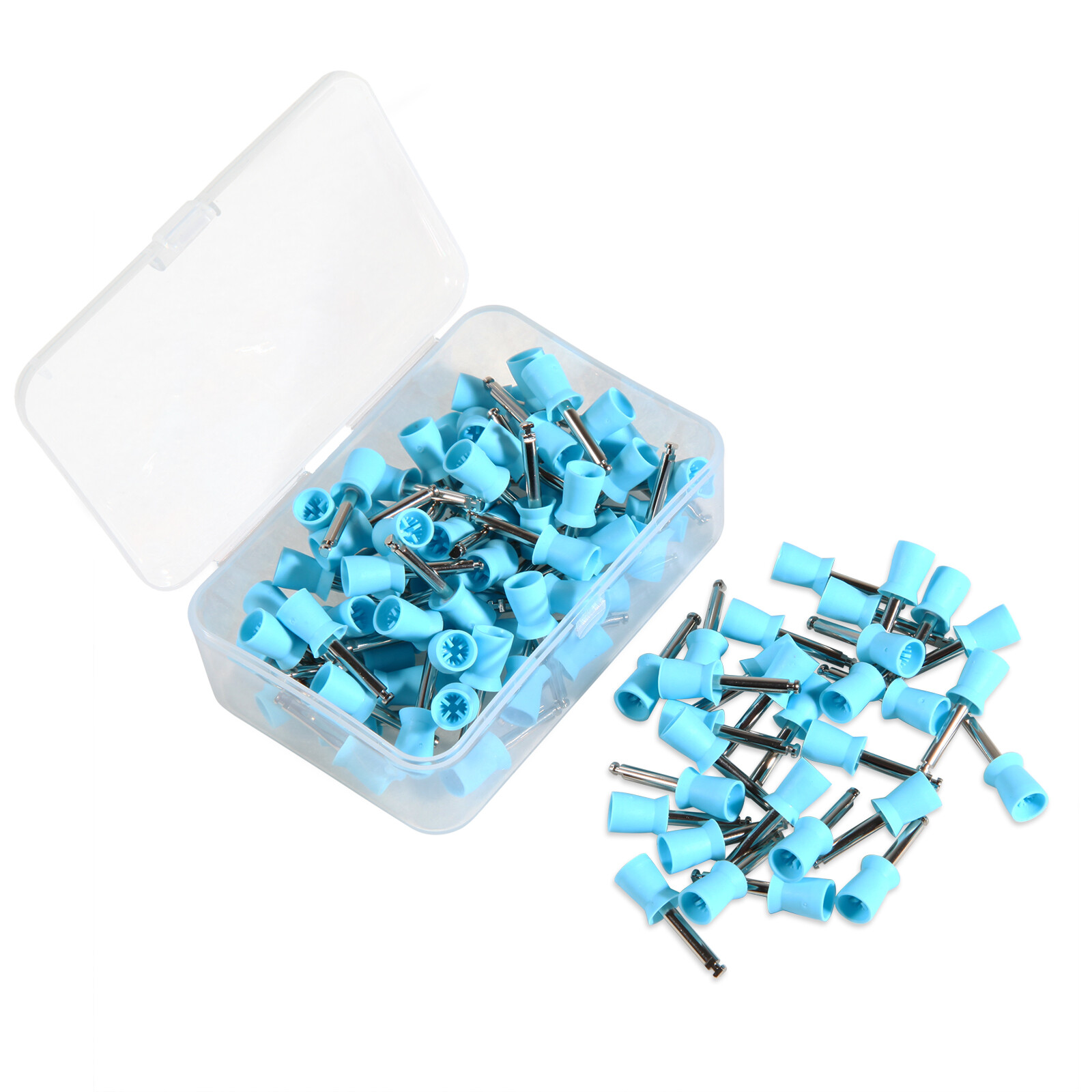 100Pcs Dental Rubber Prophy Cups Teeth Polish Polishing Latch Type Blue Kit USA
