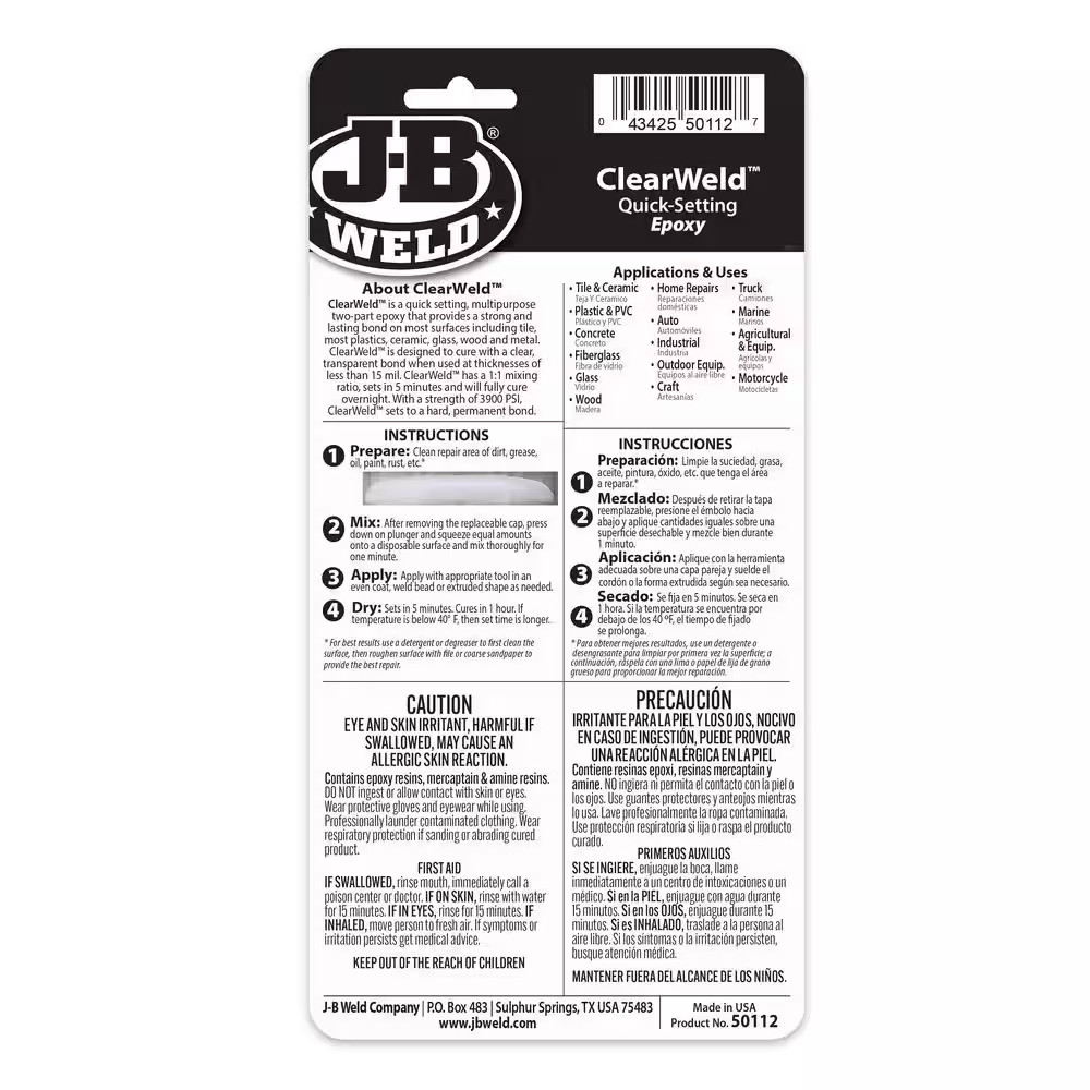 Clearweld 25 Ml Quick-Set Epoxy Syringe (Case of 6)