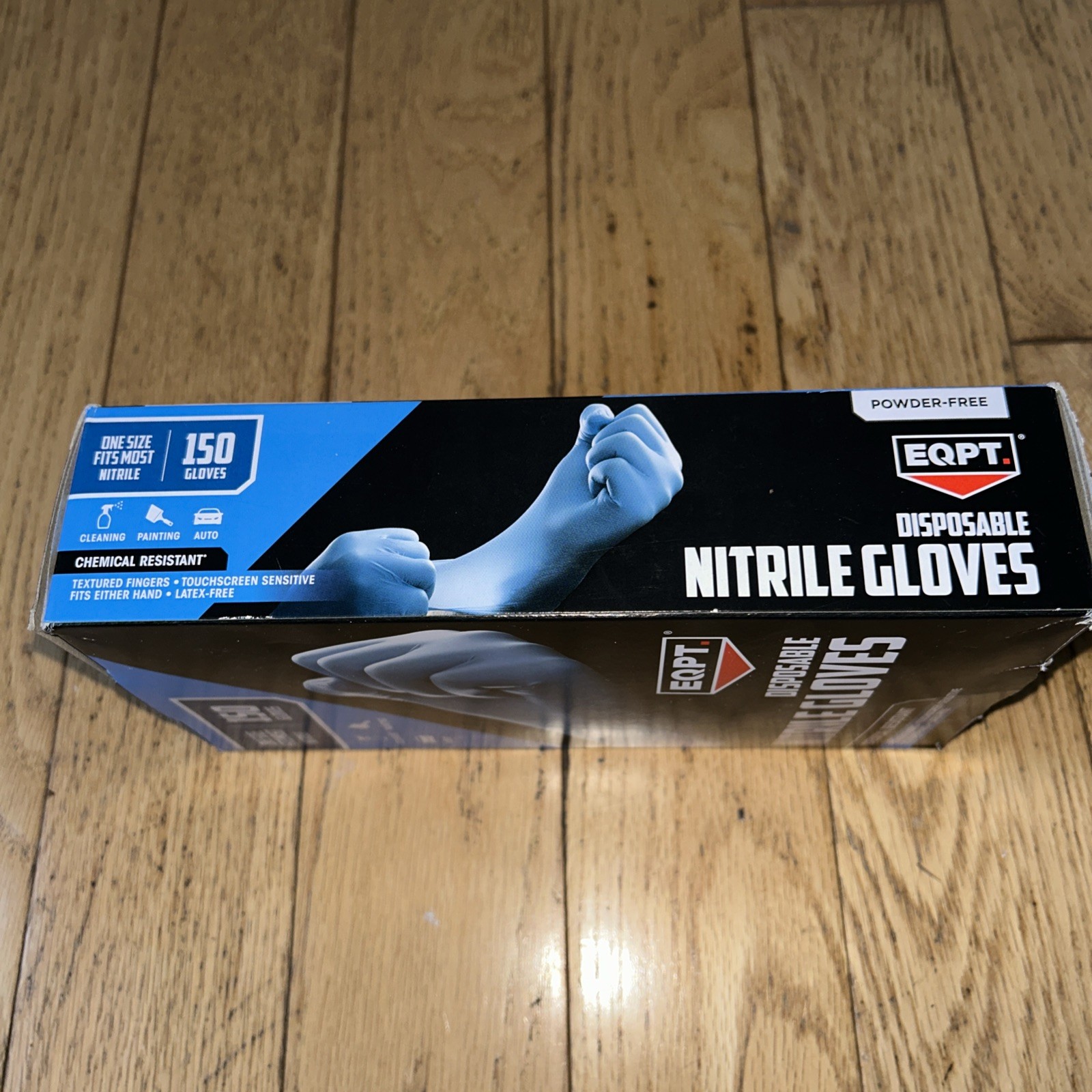 EQPT Industrial Powder-Free Nitrile Gloves ONE 150 ct BOX one Blu size fits most