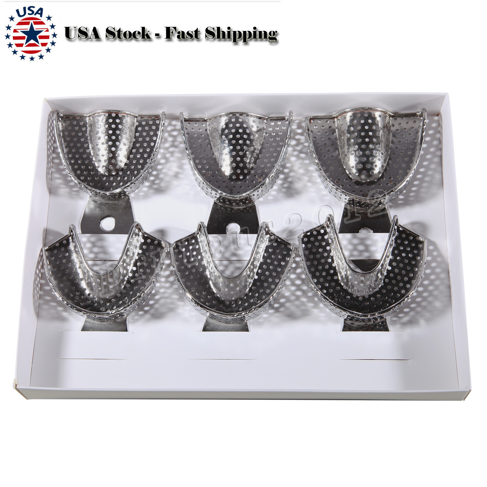 Dental Autoclavable Metal Impression Trays Perforated Stainless Steel S M L 6 Pc