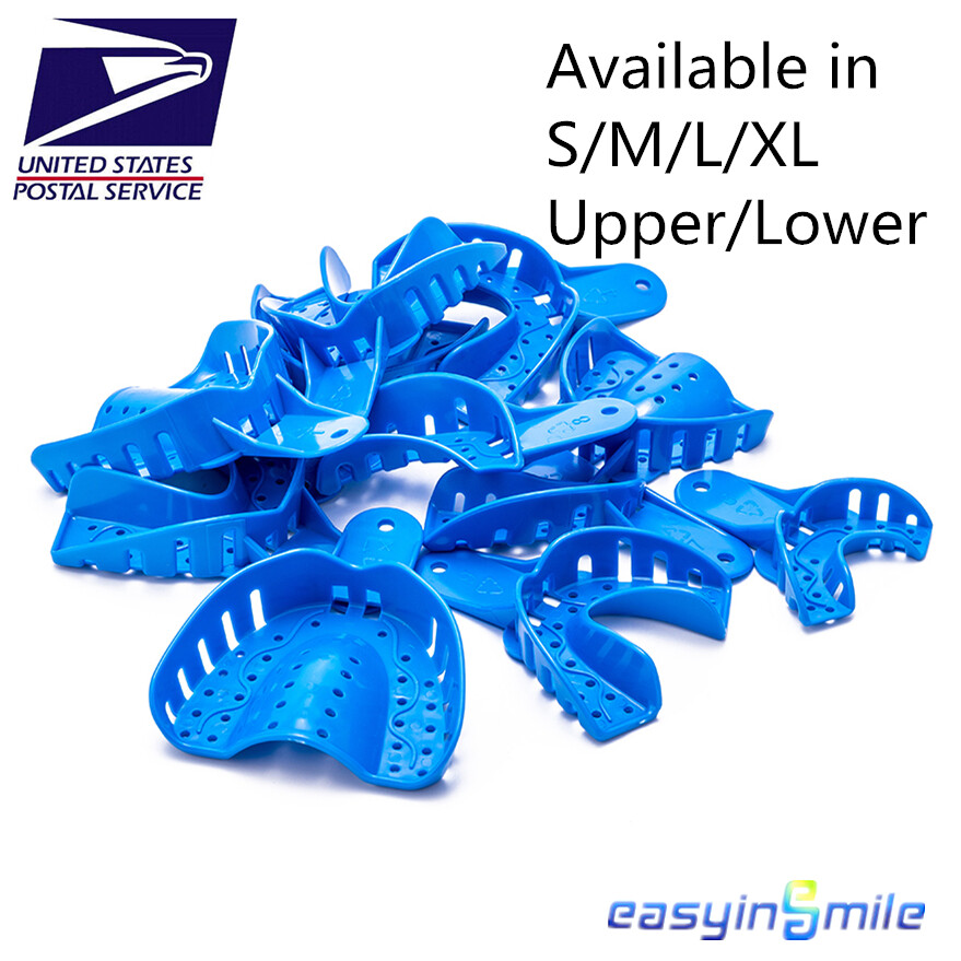 12 Pcs Dental Impression Tray Perforated Plastic S/M/L/XL/ Upper Lower Anterior