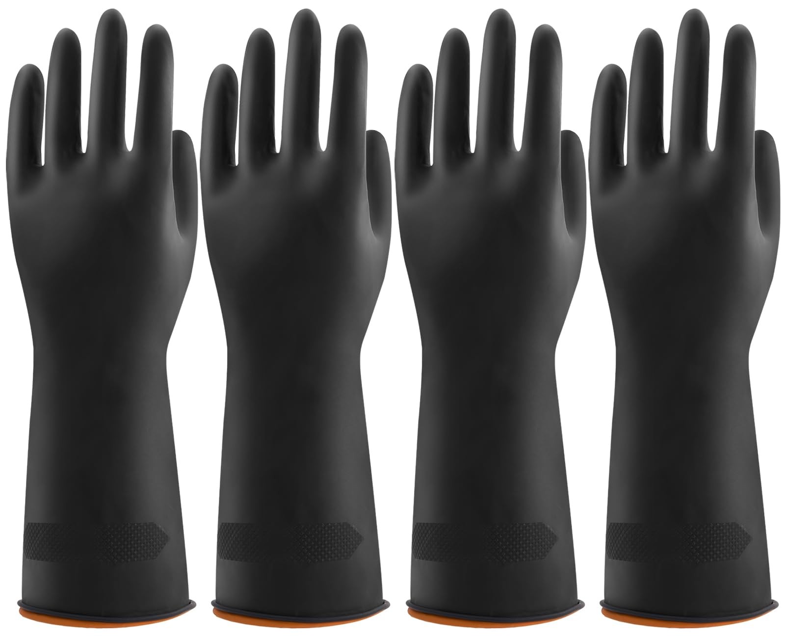4 Pairs Black Rubber Dishwashing Gloves – Reusable Cleaning Gloves for Kitchen