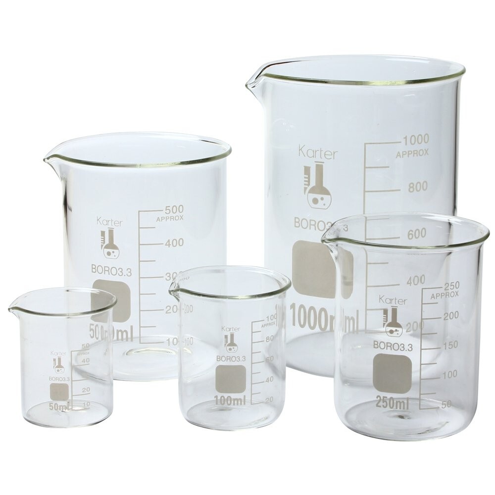 Set of 5 Laboratory Glassware Science Lab Chemistry Beaker 50/100/250/500/1000ml