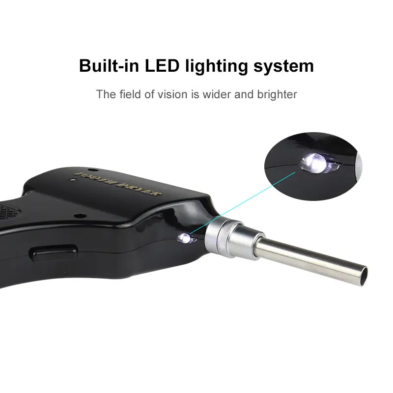 Dental Orthodontics Teeth Drying Machine Tooth Dryer + 3 Tips LED Light Black US