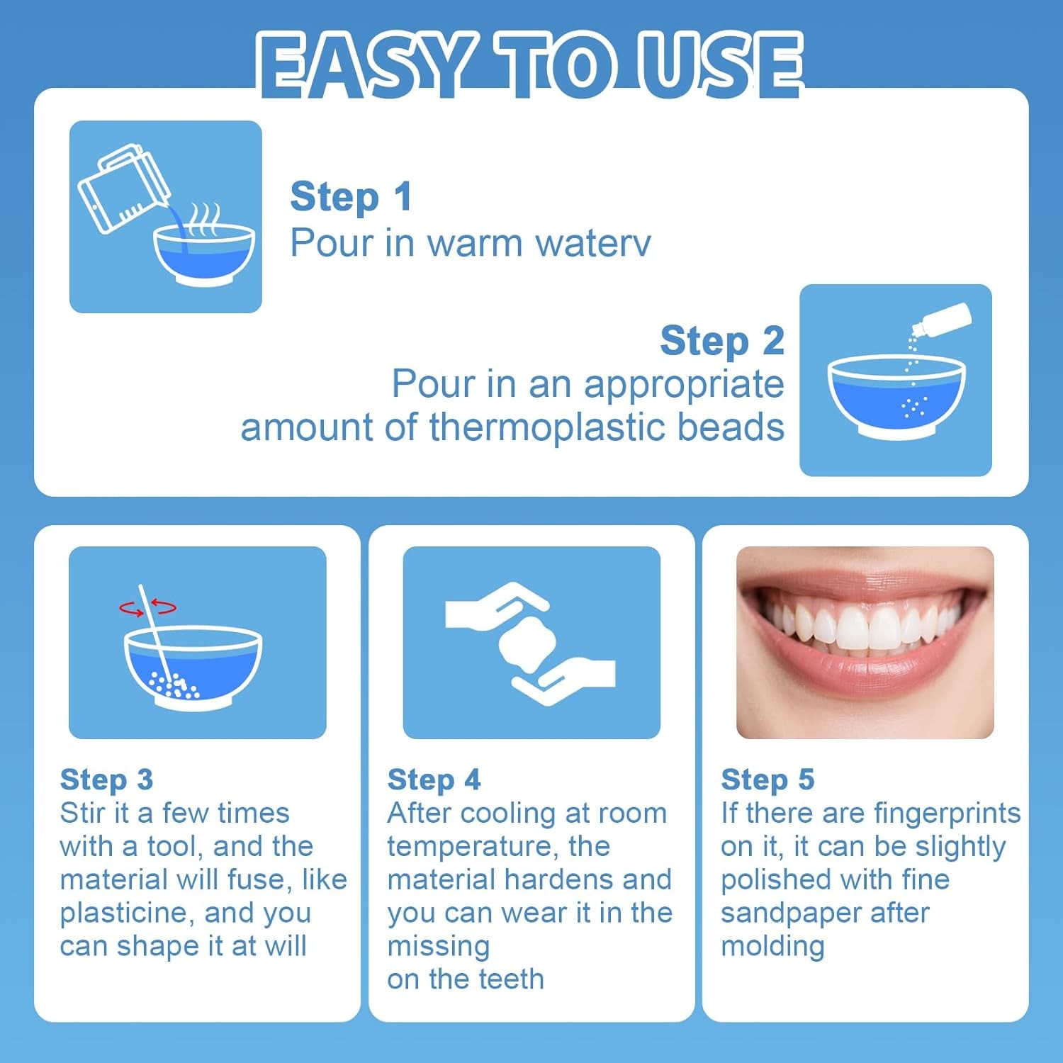 Tooth Repair Kit, Moldable False Teeth Beads for Teeth Repair, Suitable for Miss