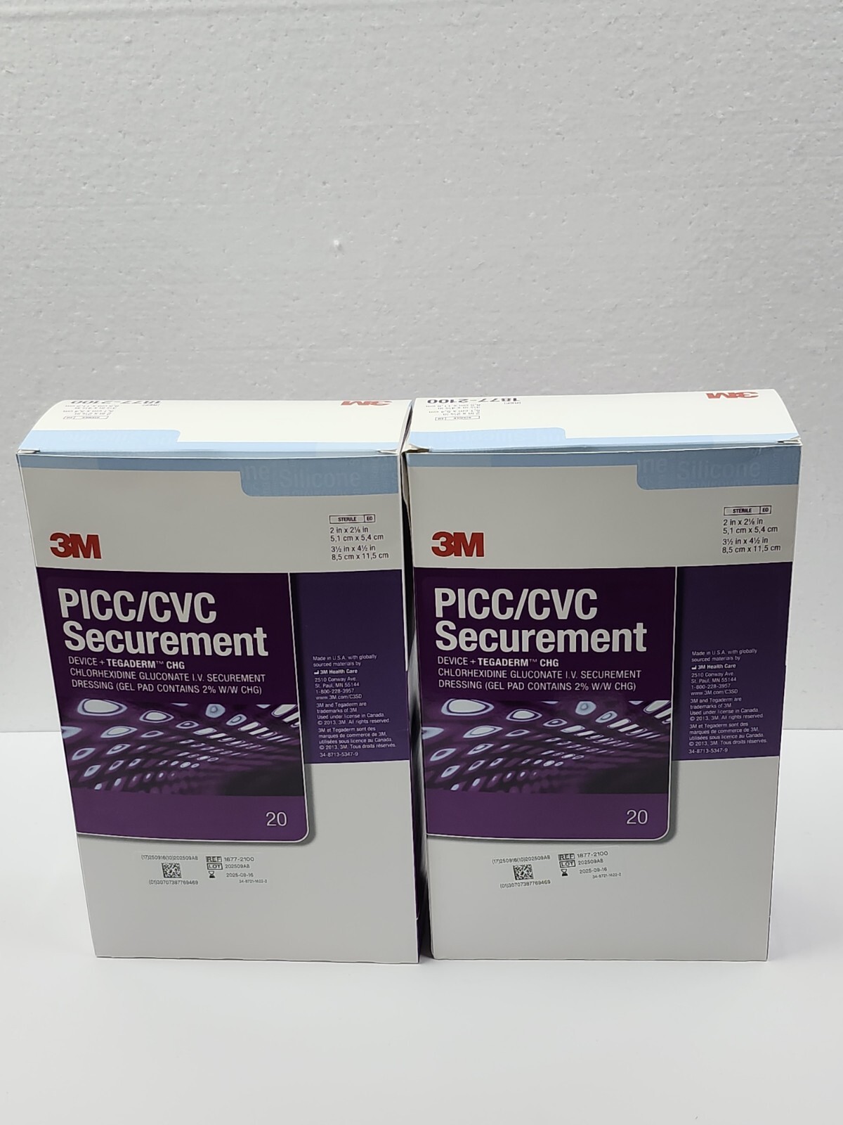 3M PICC/CVC Securement Device CHG + Tegaderm 1877-2100 – 20 Units X2 – 40 Total