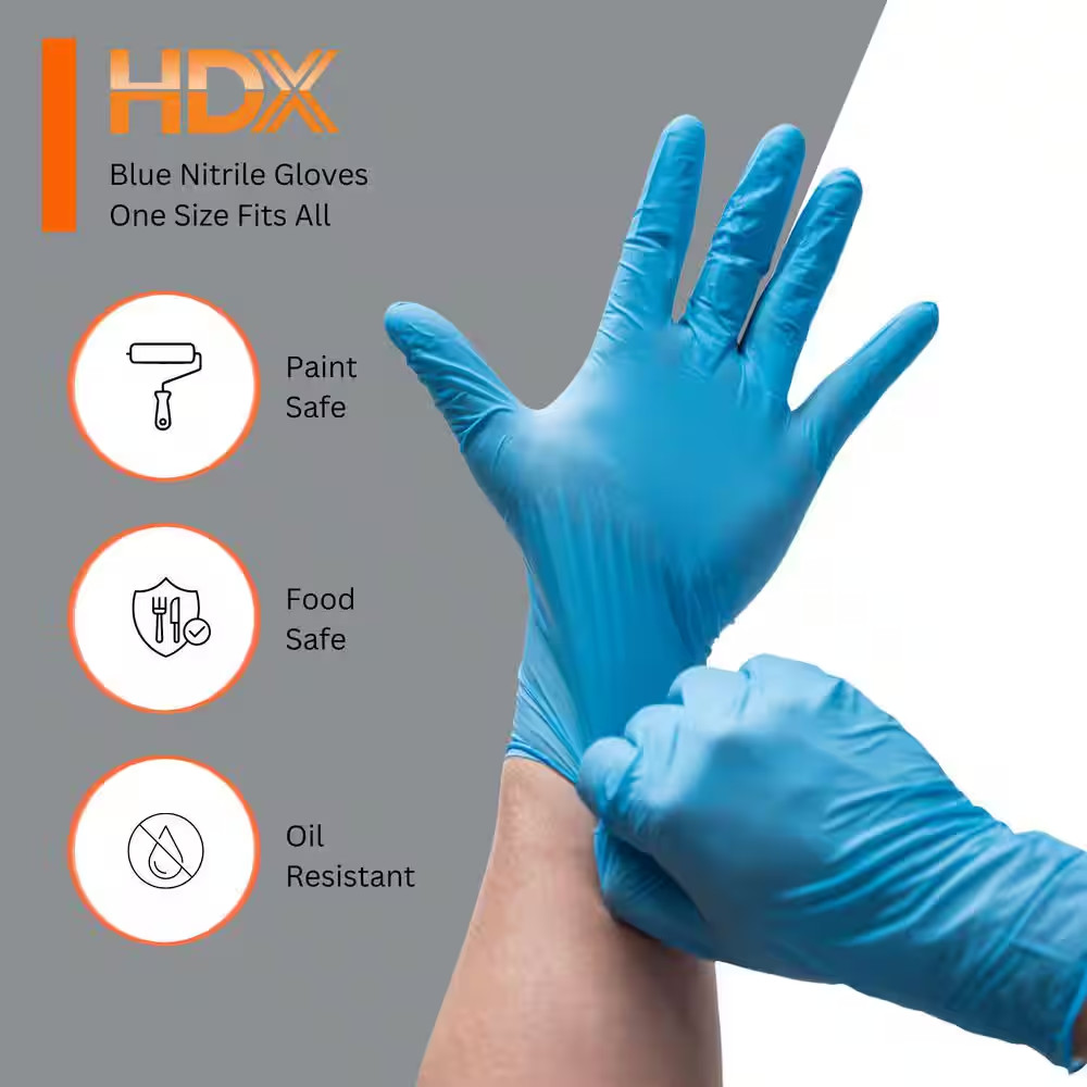Blue Nitrile Disposable Gloves 40-Pack, Resealable Pop-N-Go Bag, for Painting, C
