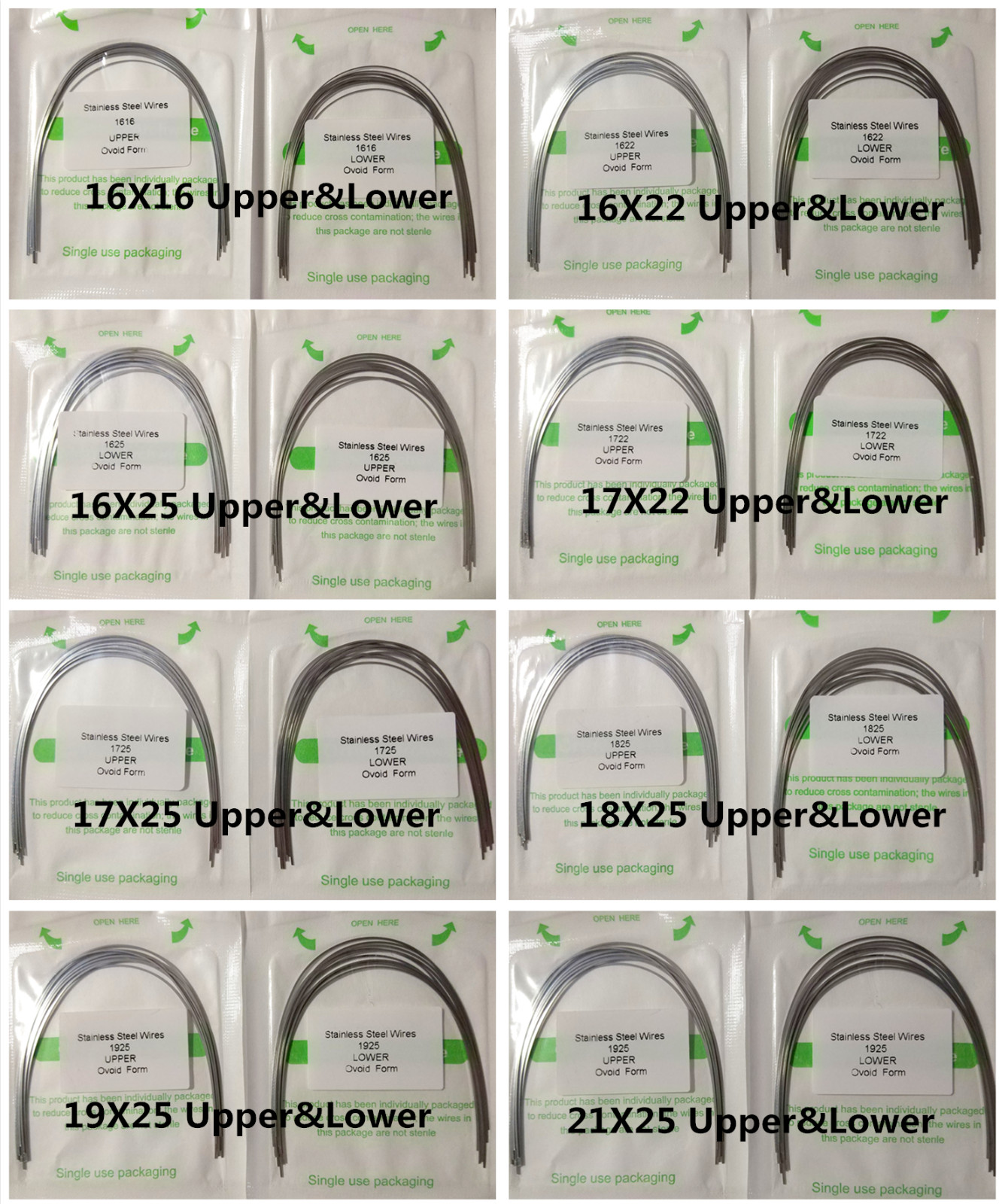 10-pack Ortho Arch Wires Stainless Steel Rectangular Ovoid Form Dental 10pc/pack
