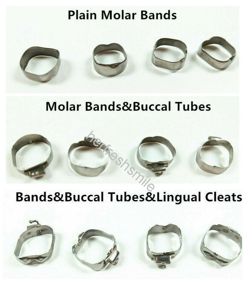 Dental Orthodontic Plain Molar Bands Buccal Tubes Cleat Roth 022 1st Band 10kit