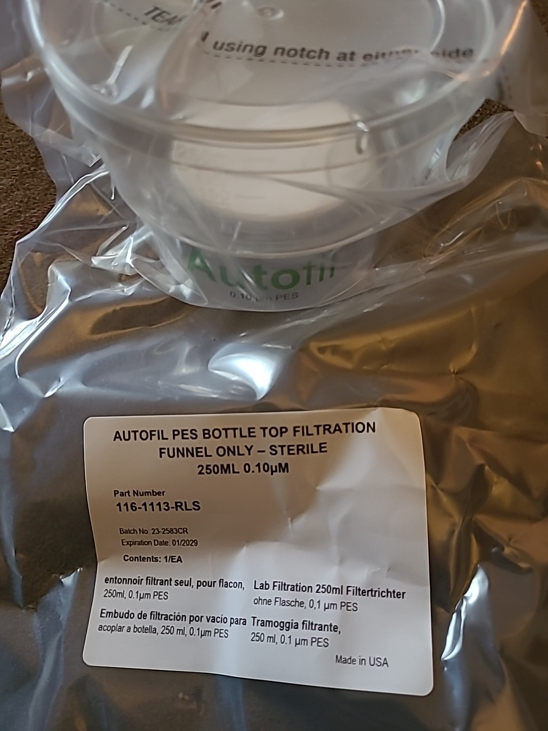 Autofil Pes Bottle Top Filtration Device 116-1113-RLS