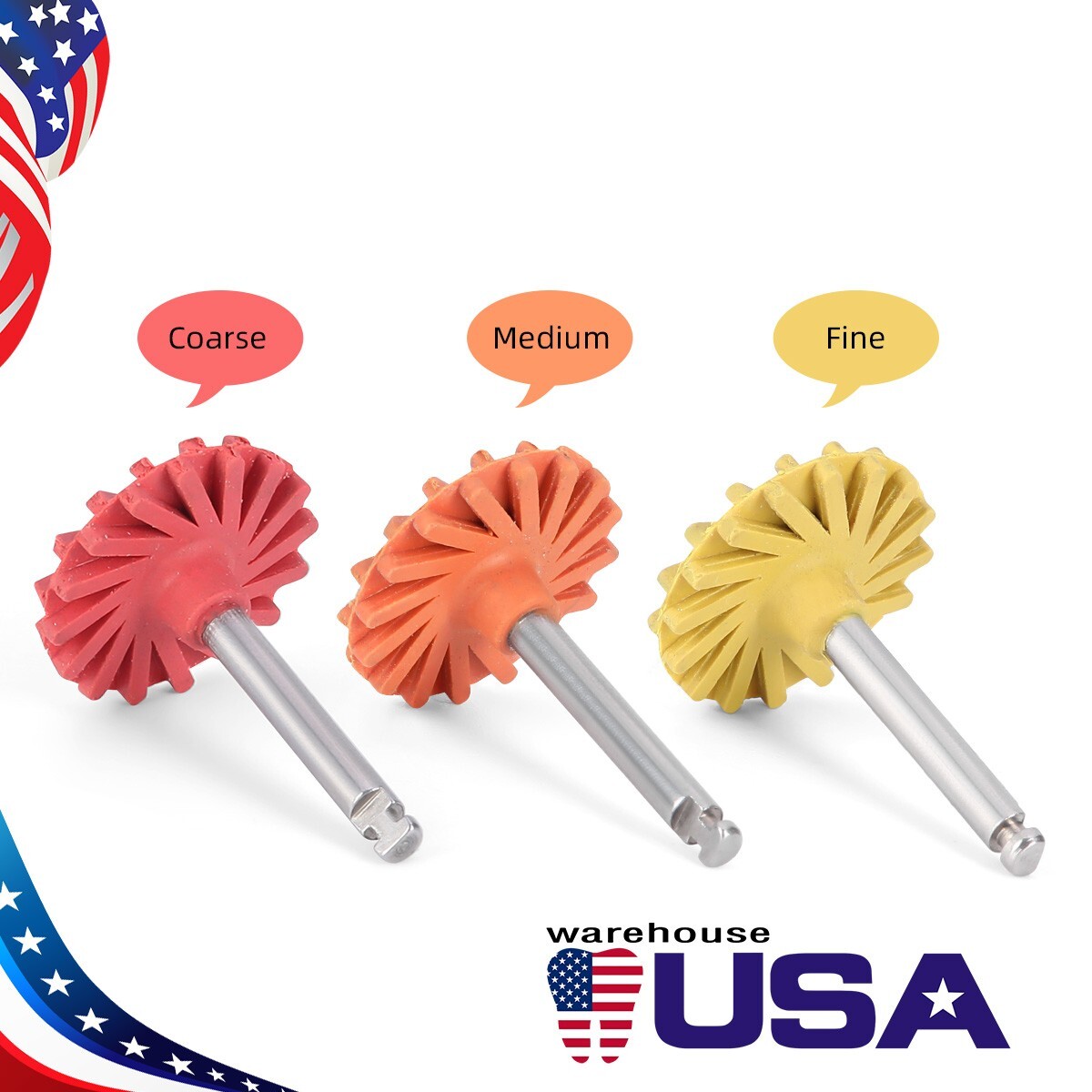 Dental Composite Ceramic Polishing Rubber Wheel Coarse/Medium/Fine RA 2.35mm