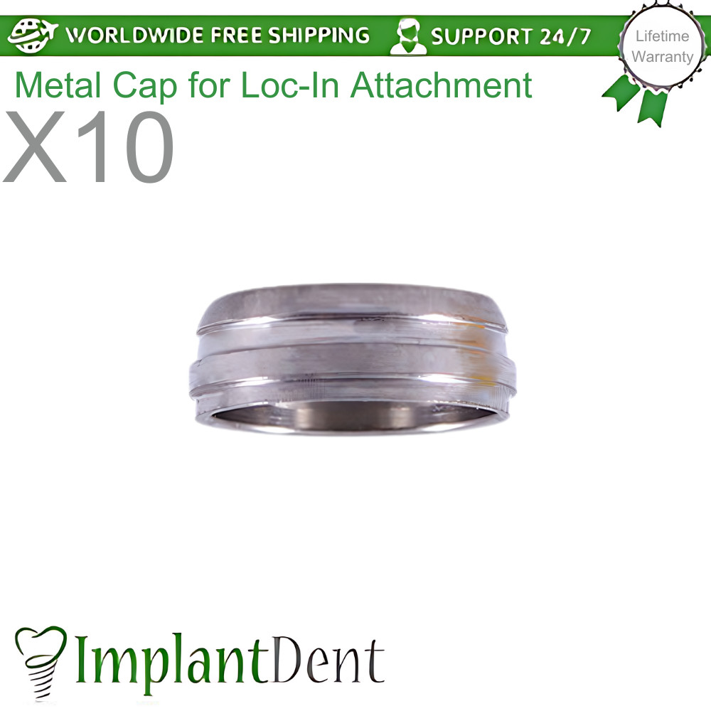 10x Metal Cap Housing Loc-In Overdenture Attachment Dental Accessories Lab