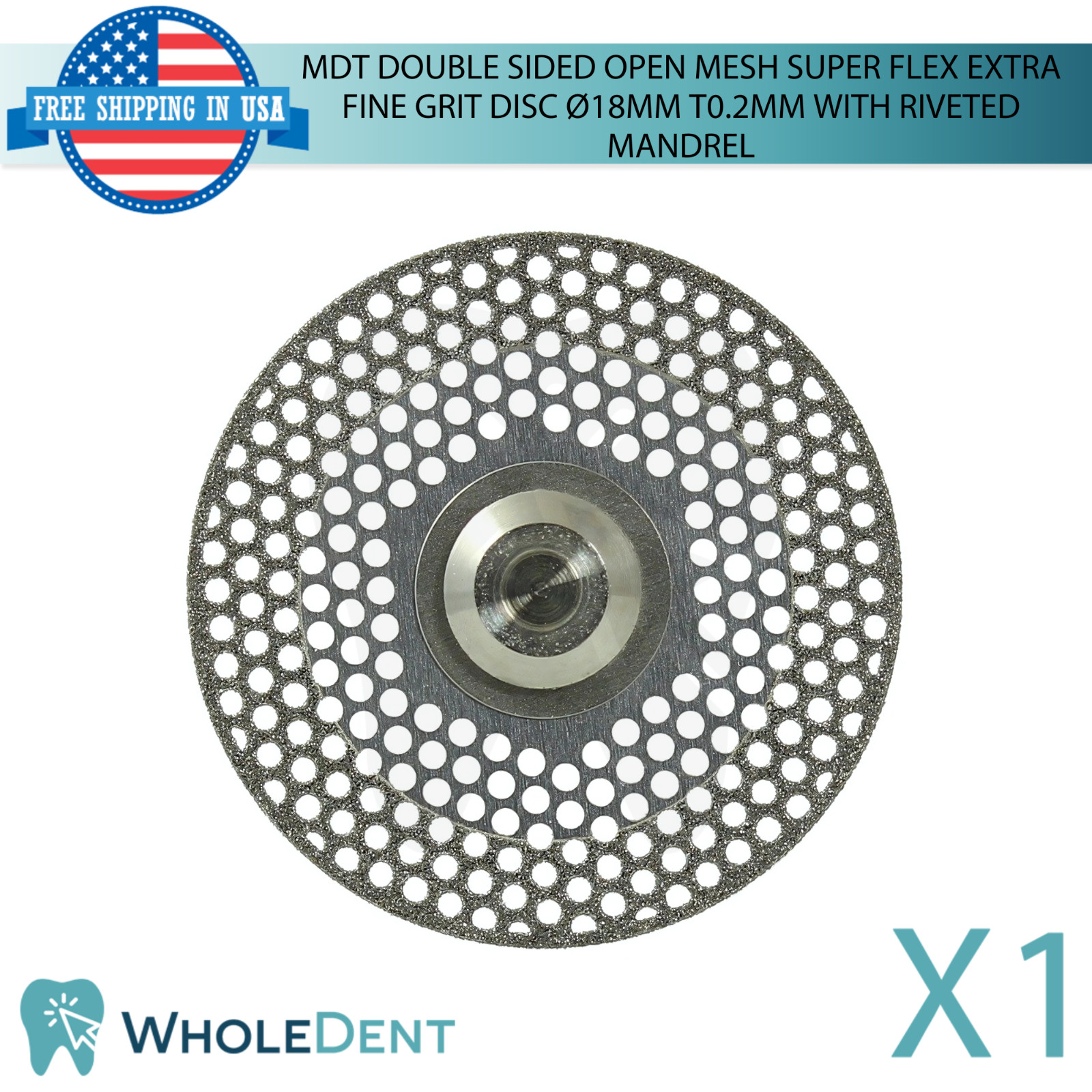Extra Fine Grit Double Sided Mesh Super Flex Dental Lab Disc Ø18mm 0.2mm Thick