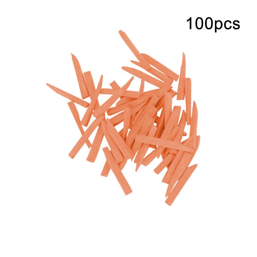 100Pcs Dental Contoured Wooden Wedges Disposable Fixing Restoration Orange 11mm