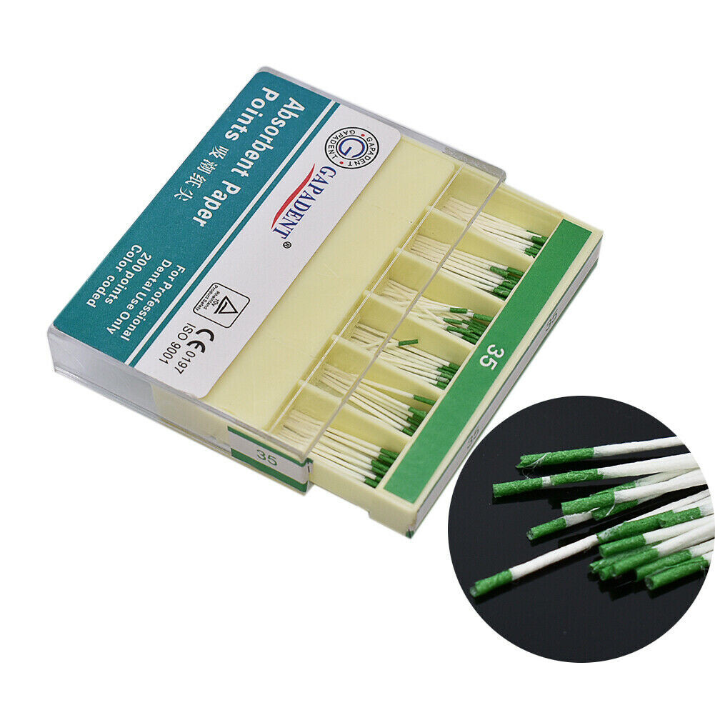 200pc/Box Dental Endodontics Absorbent Paper Points Root Cotton Fiber Tip 35#