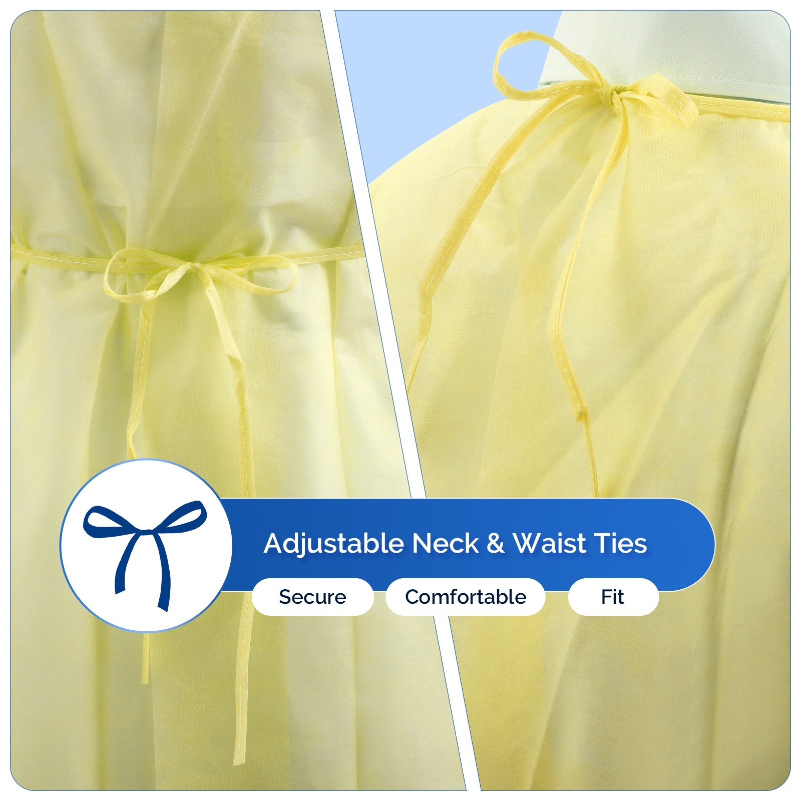 Dental Disposable Isolation Gowns Knit Cuff Long Sleeve Soft 120*140cm Yellow