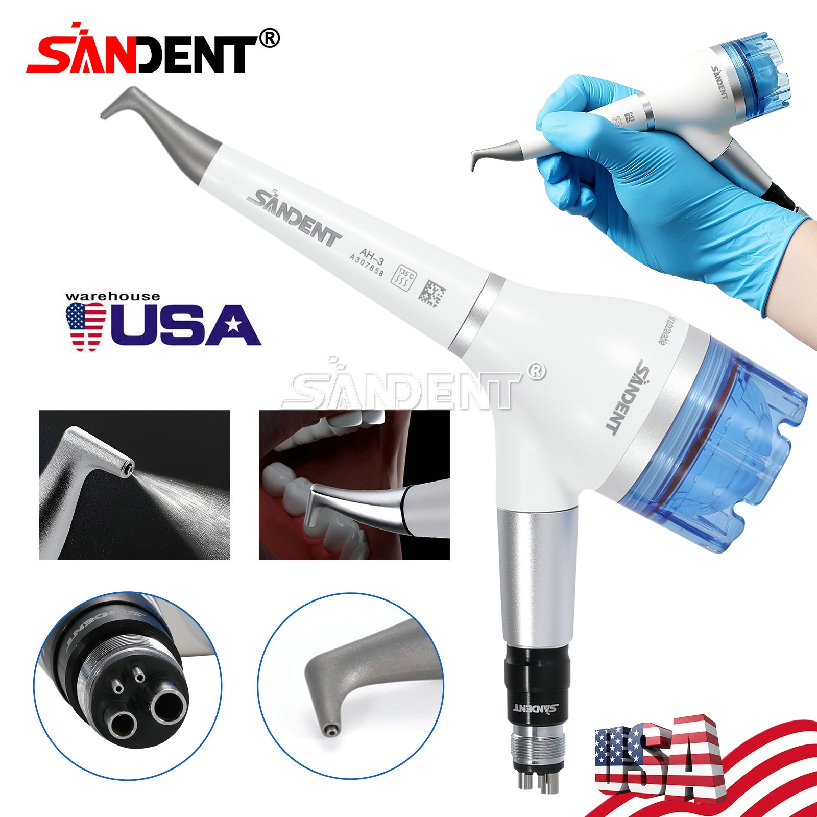 Dental Air Flow Teeth Polishing Polisher Handpiece Hygiene Prophy Jet 2/4 Holes