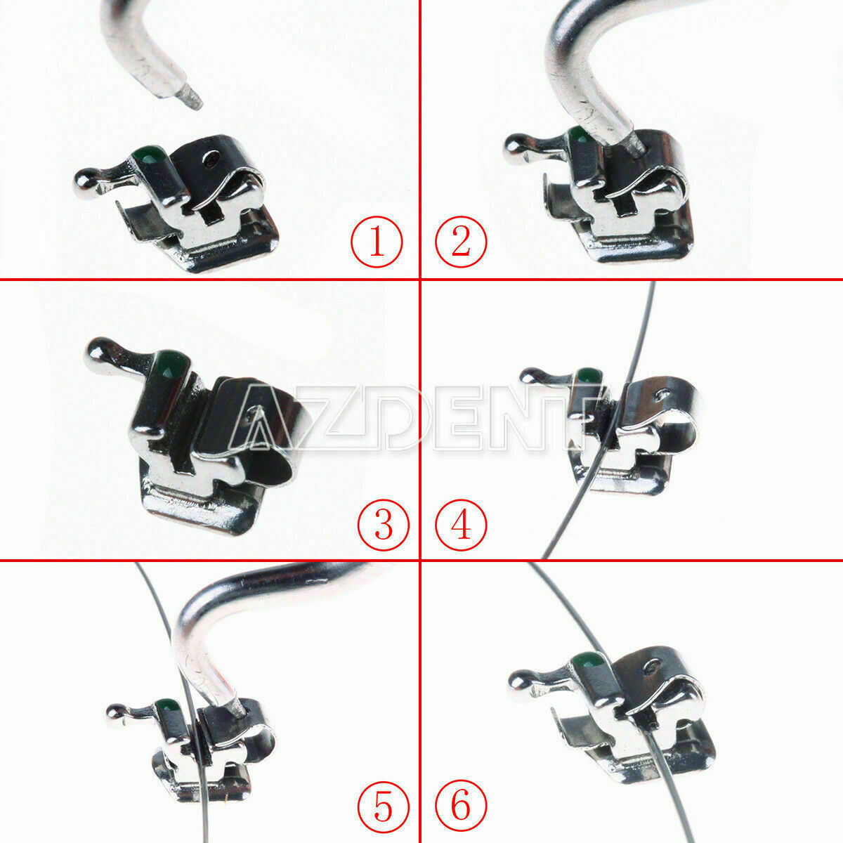 AZDENT Orthodontic Self-Ligating Brackets Braces Active Mini Roth.022 Hooks 345