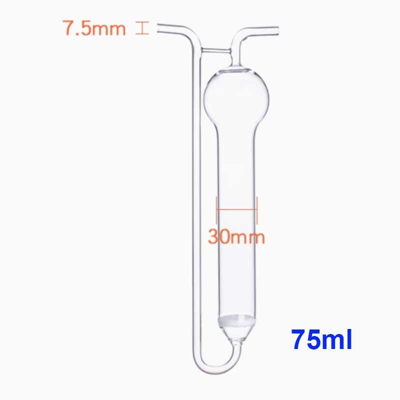 75ml Transparent U-shape Glass Gas Sampling Tube Porous Absorbing Tube
