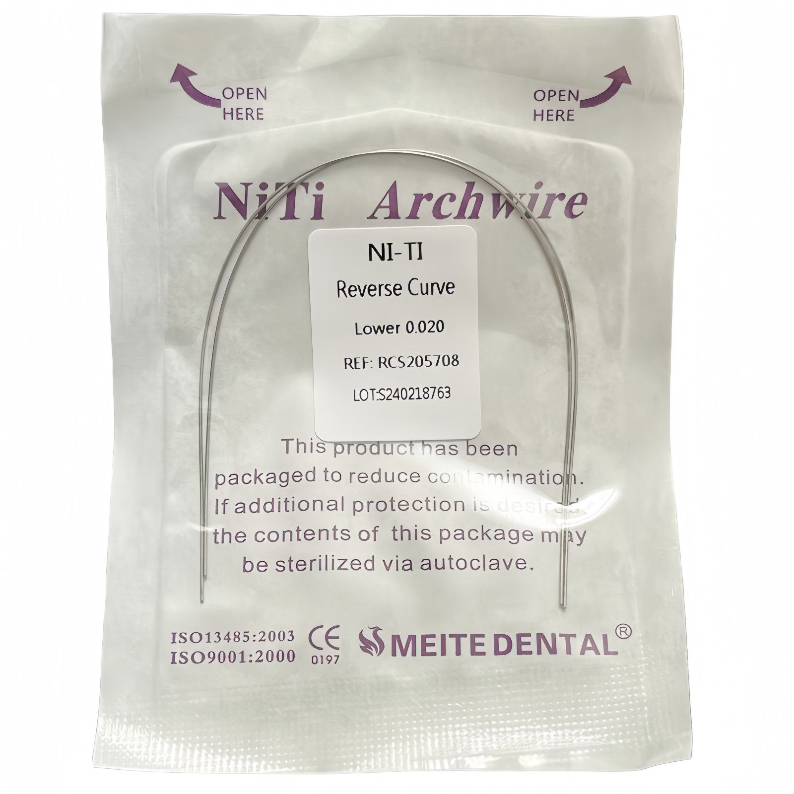 50Pk Dental Reverse Curve SuperElastic NITI Arch Wire 12/14/16/18/20 Upper/Lower
