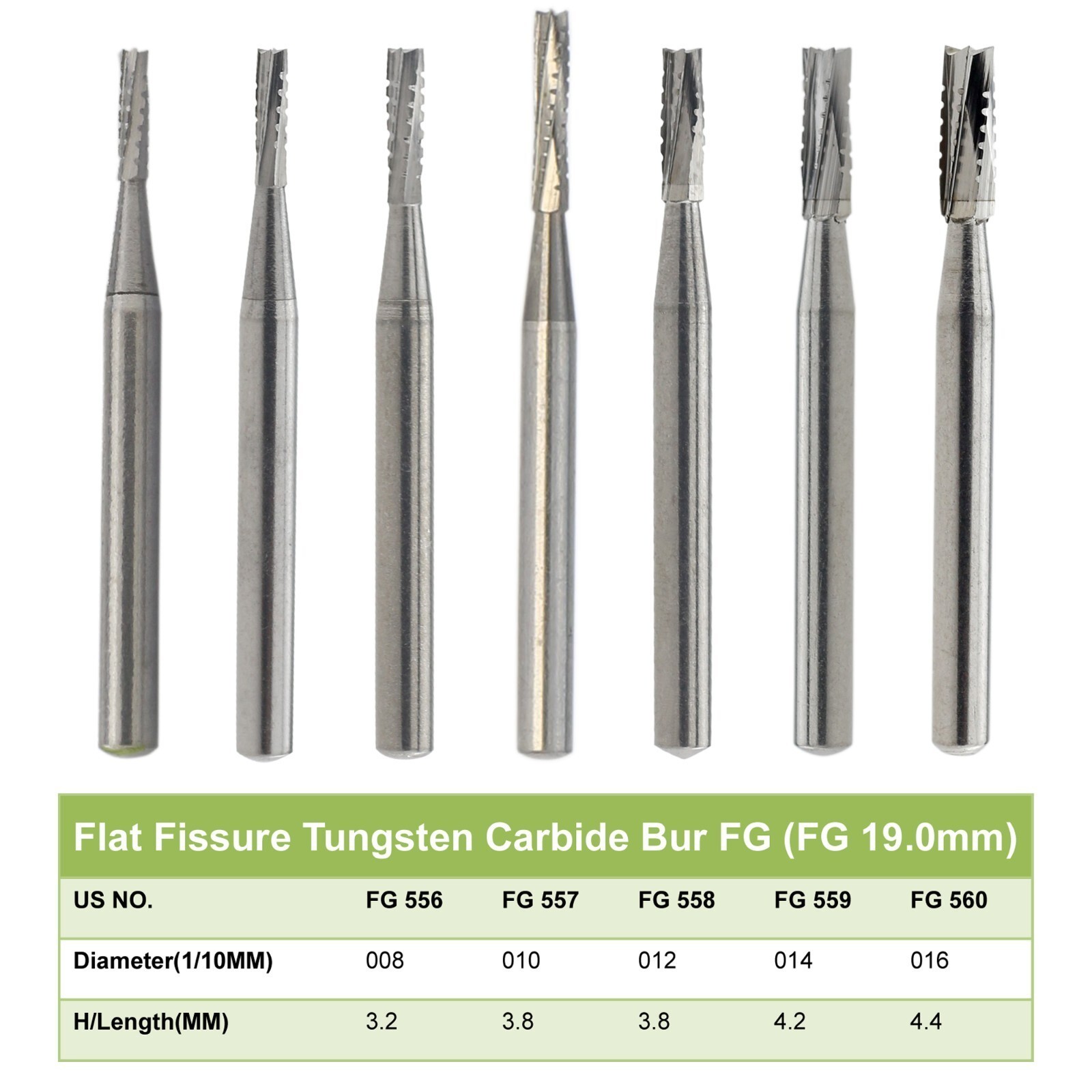10-100Pcs Dental Tungsten Carbide FG Burs 19/21/25mm For High Speed Handpiece