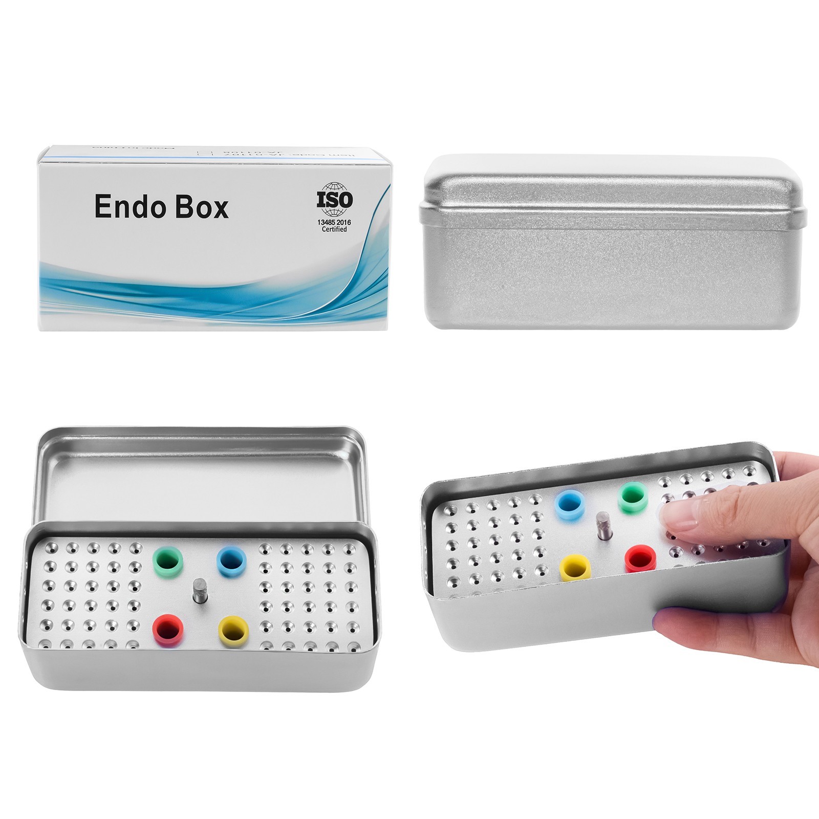 60 Holes Autoclavable Aluminum Sterilization Box Dental Bur Holder Organizer