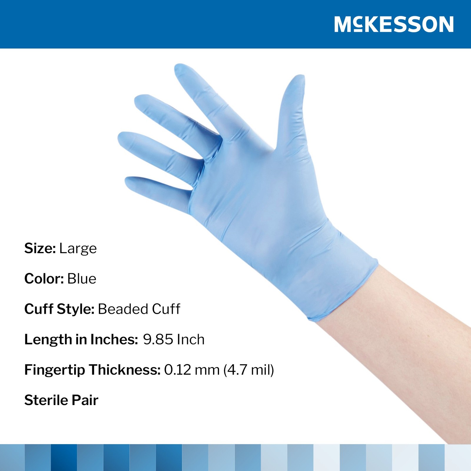 McKesson Confiderm STR Nitrile Exam Glove Standard Cuff Length LARGE 50 per Box