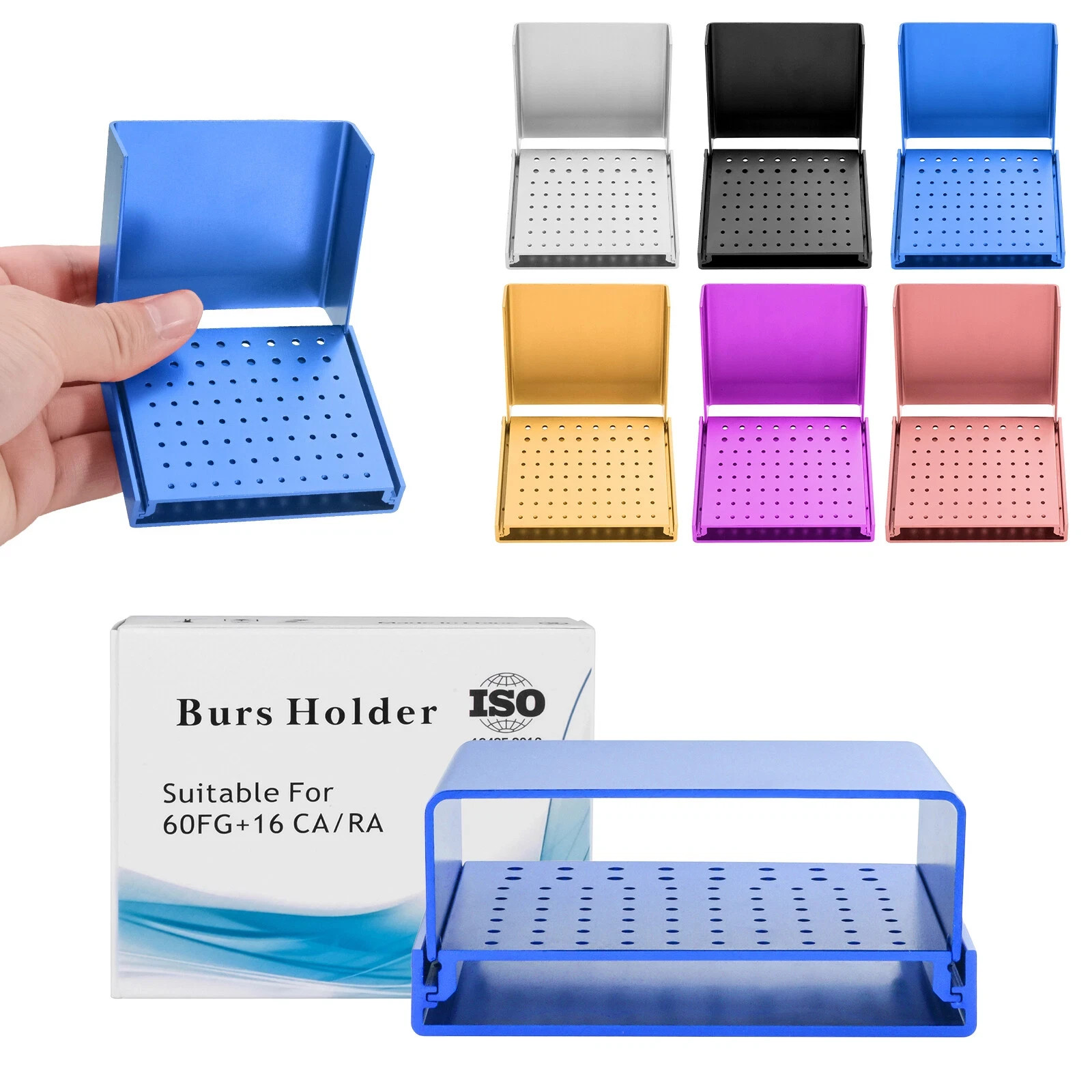 Dental Bur Drill Holder Block Disinfection Box 10/15/16/24/30/76/100/142 Holes