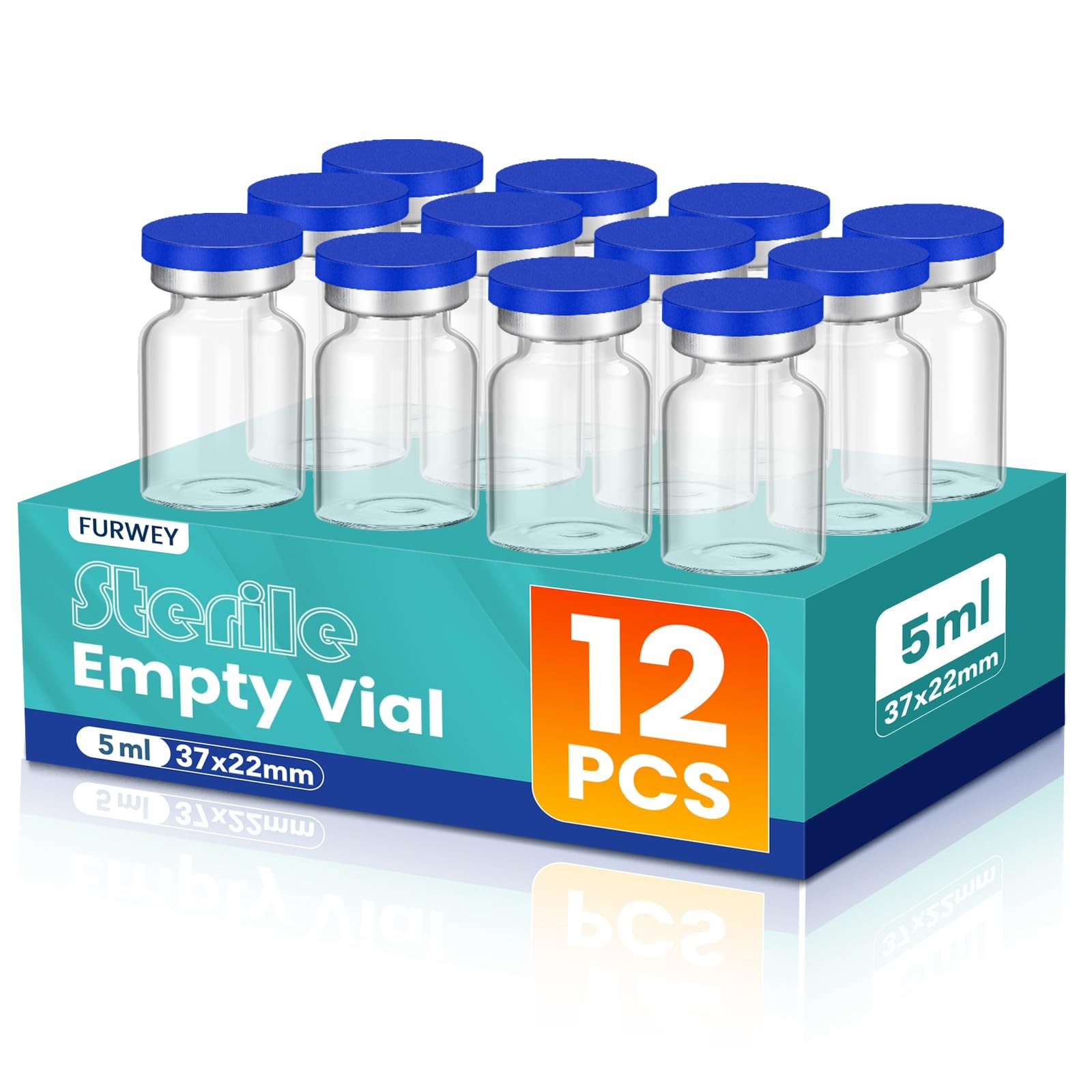 5ml Sterile Vials with Self Healing Injection Port and Sealing Cap, Glass 5ML