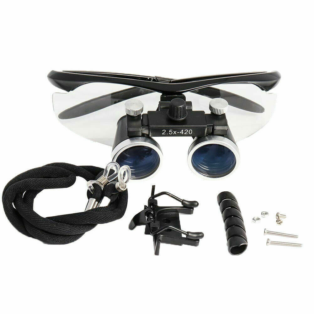Dental Medical Binocular Loupes 2.5X 420mm Optical Glass Surgical Sliver